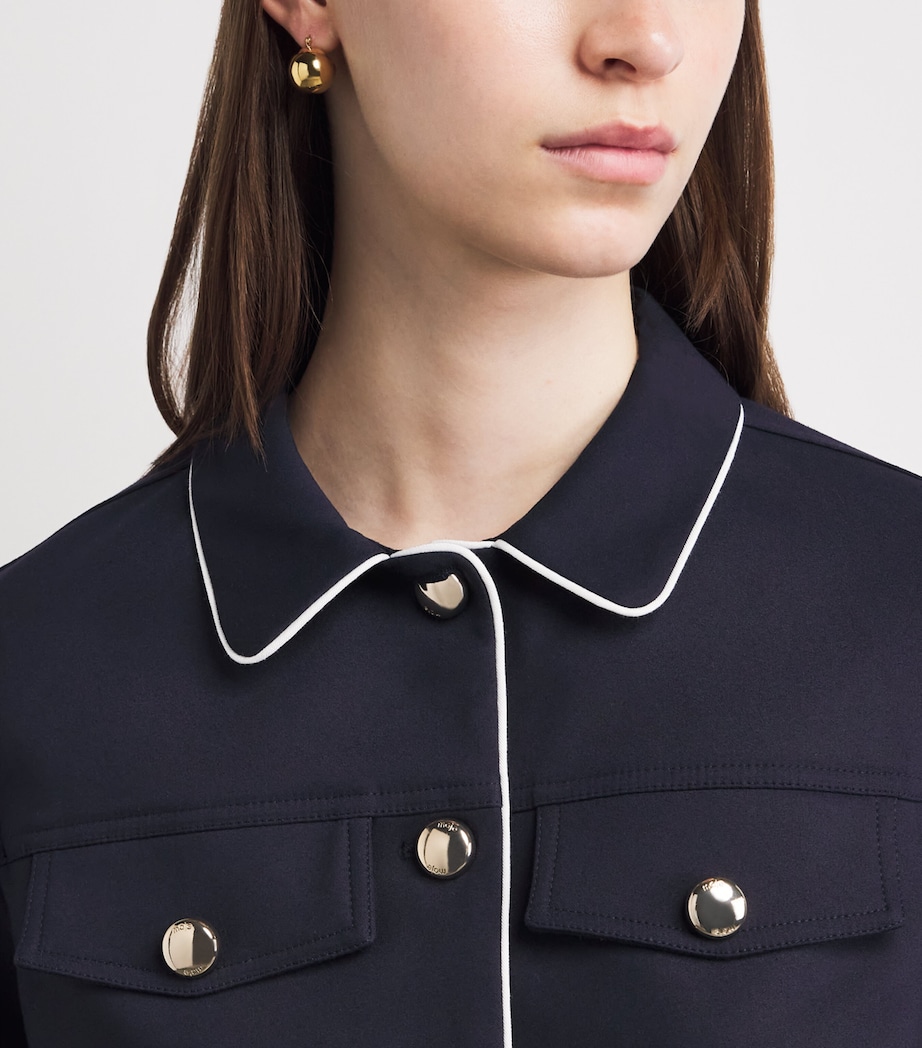 Maje Womens Cotton-Blend Cropped Jacket Navy Image 3