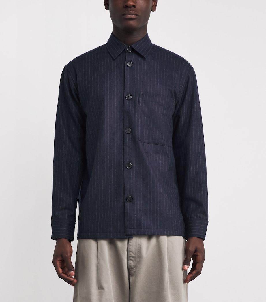 Wool-Blend Stripe Overshirt NAVY STRIPE Image 3