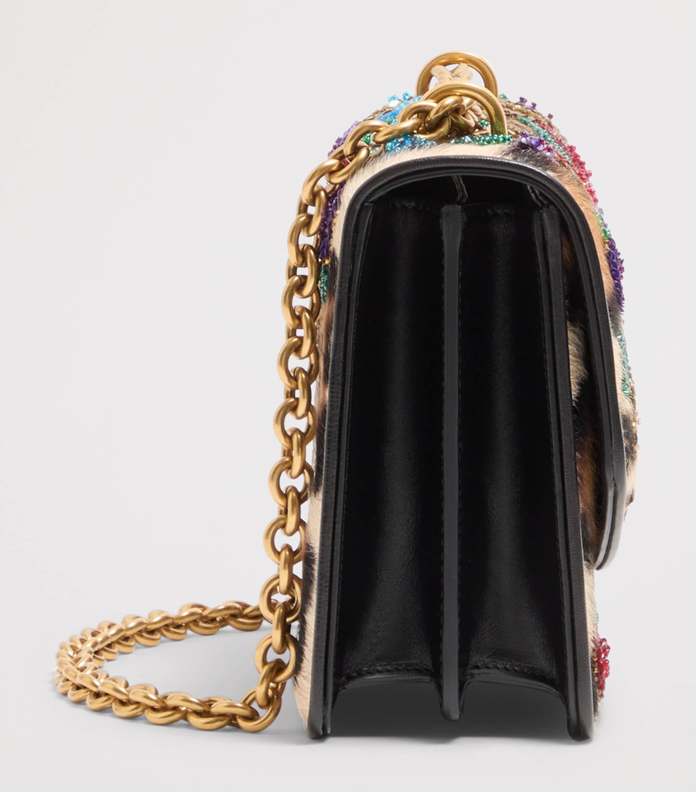 Valentino Garavani Leather Embellished Vain Shoulder Bag Dac Image 3