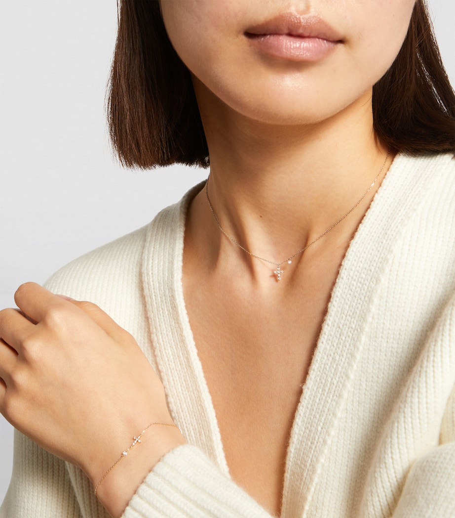 Yellow Gold and Diamond Symbols Cross Necklace YELLOW GOLD Image 3