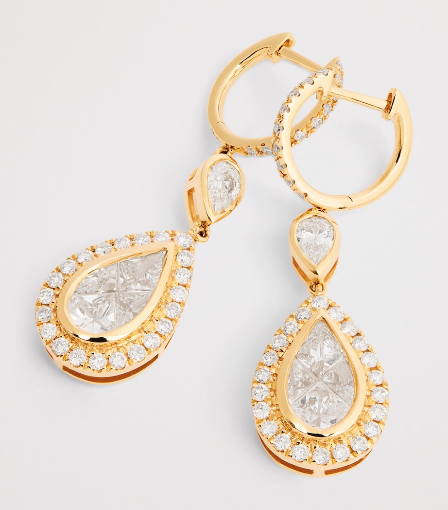 Yellow Gold and Diamond Double Pavé Pear Drop Earrings YELLOW GOLD Image 6