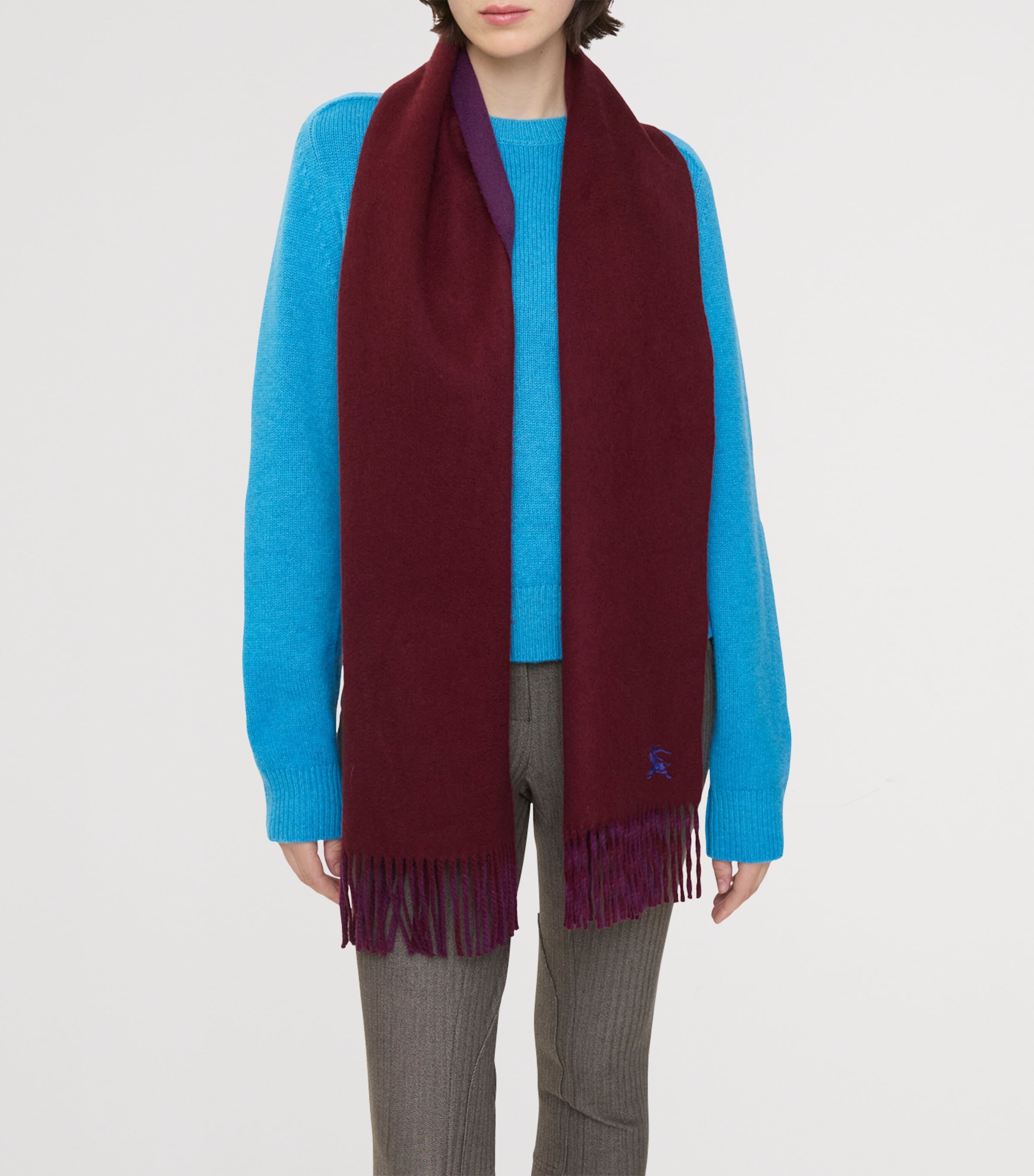 Cashmere Reversible EKD Scarf OXBLOOD/PANSY PURPLE Image 4