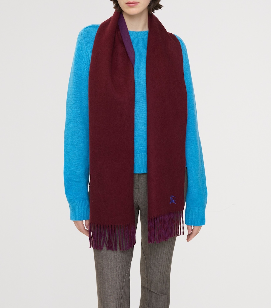 Cashmere Reversible EKD Scarf OXBLOOD/PANSY PURPLE Image 4