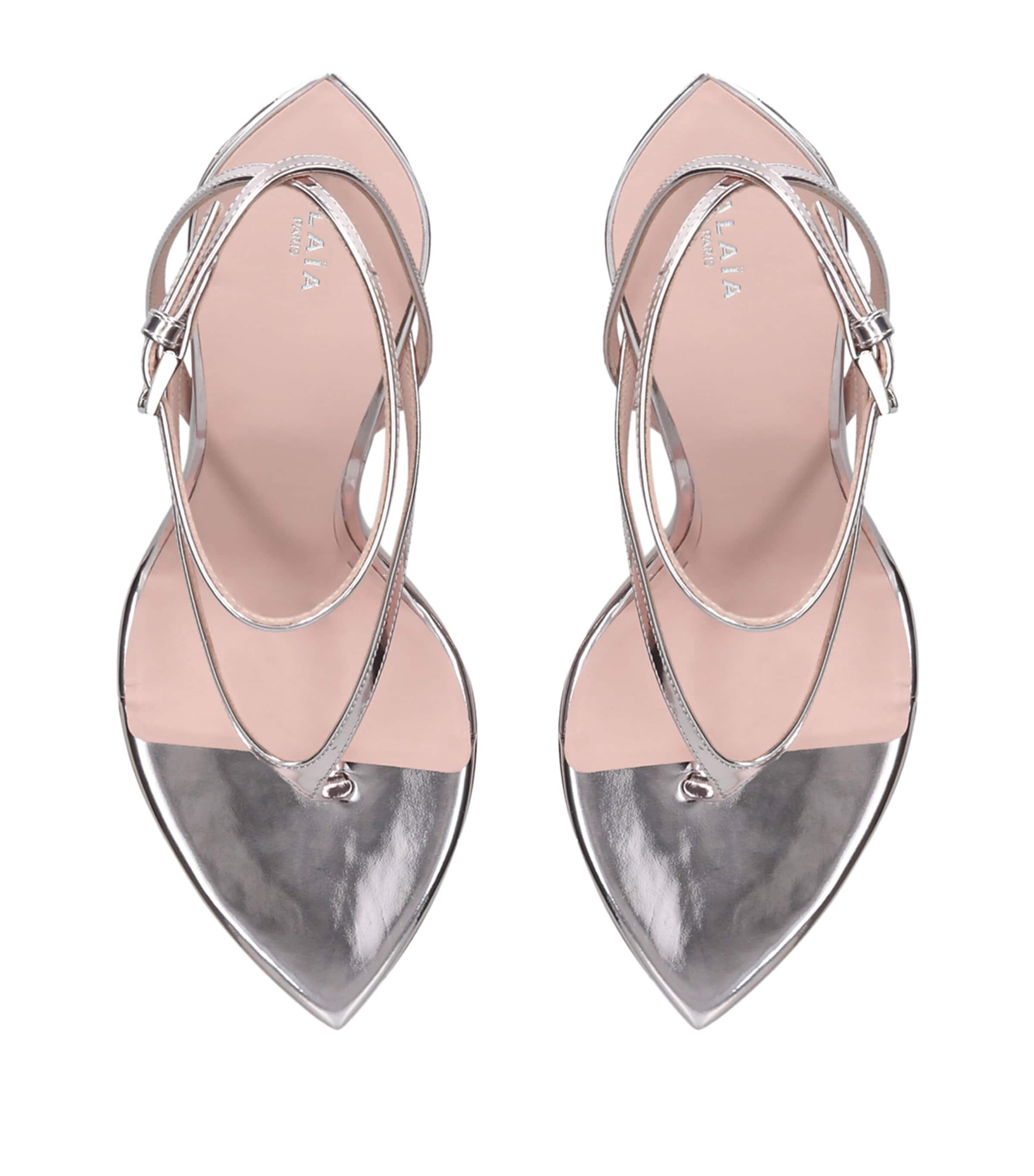 Alaïa Metallic Leather Wedge Sandals 90 Blush Image 4