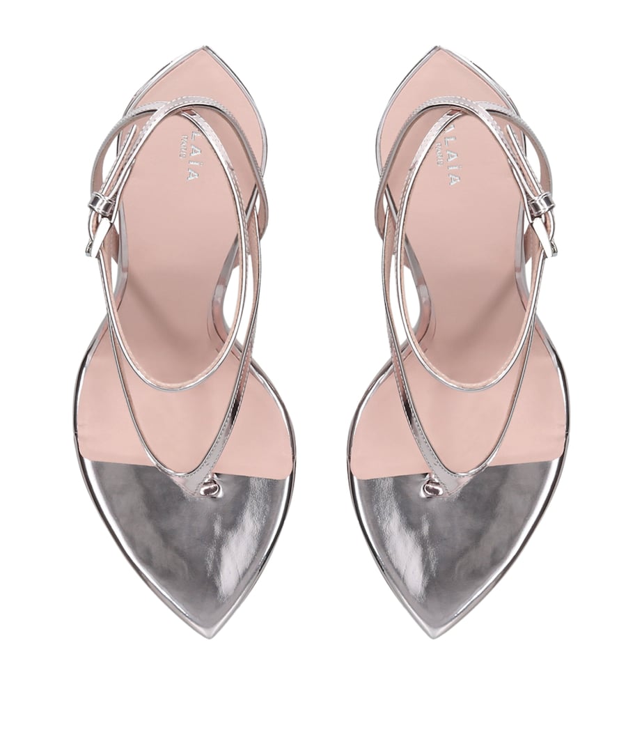 Alaïa Metallic Leather Wedge Sandals 90 Blush Image 4