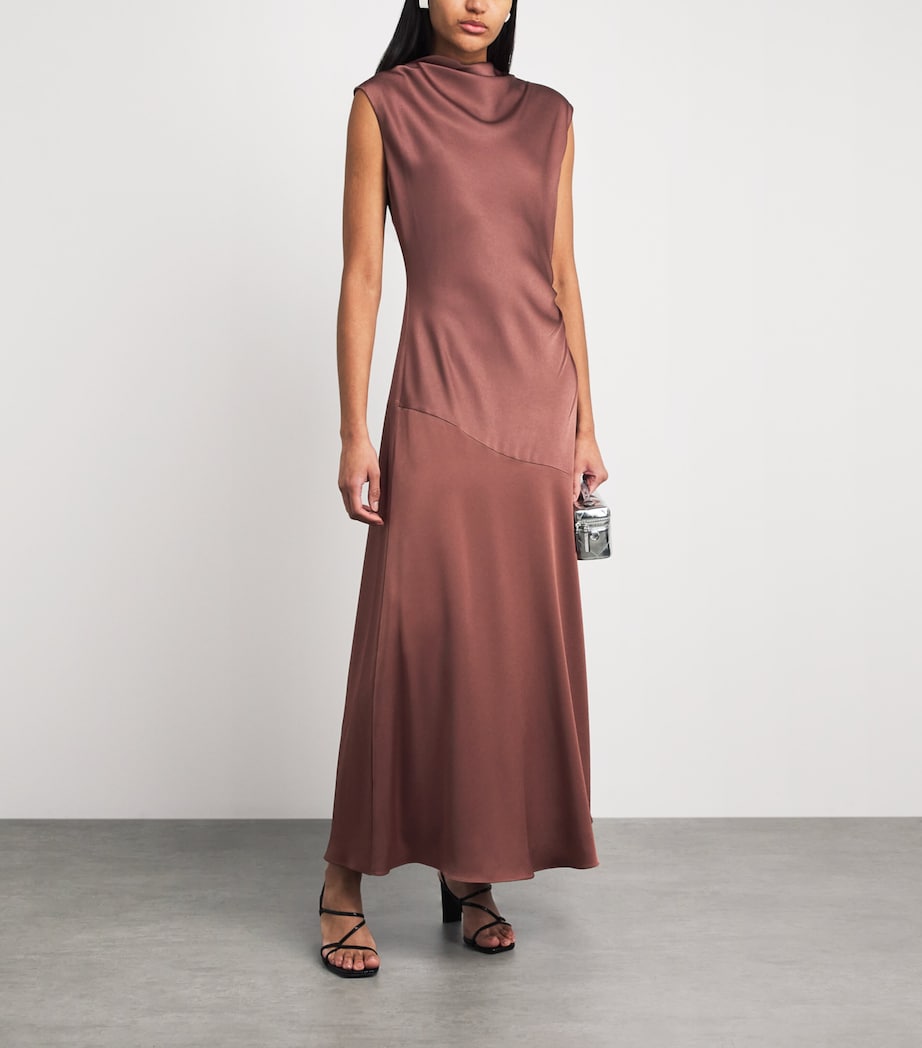 ME+EM Womens Crepe Bias-Cut Maxi Dress Light Cinnamon Brown Image 2