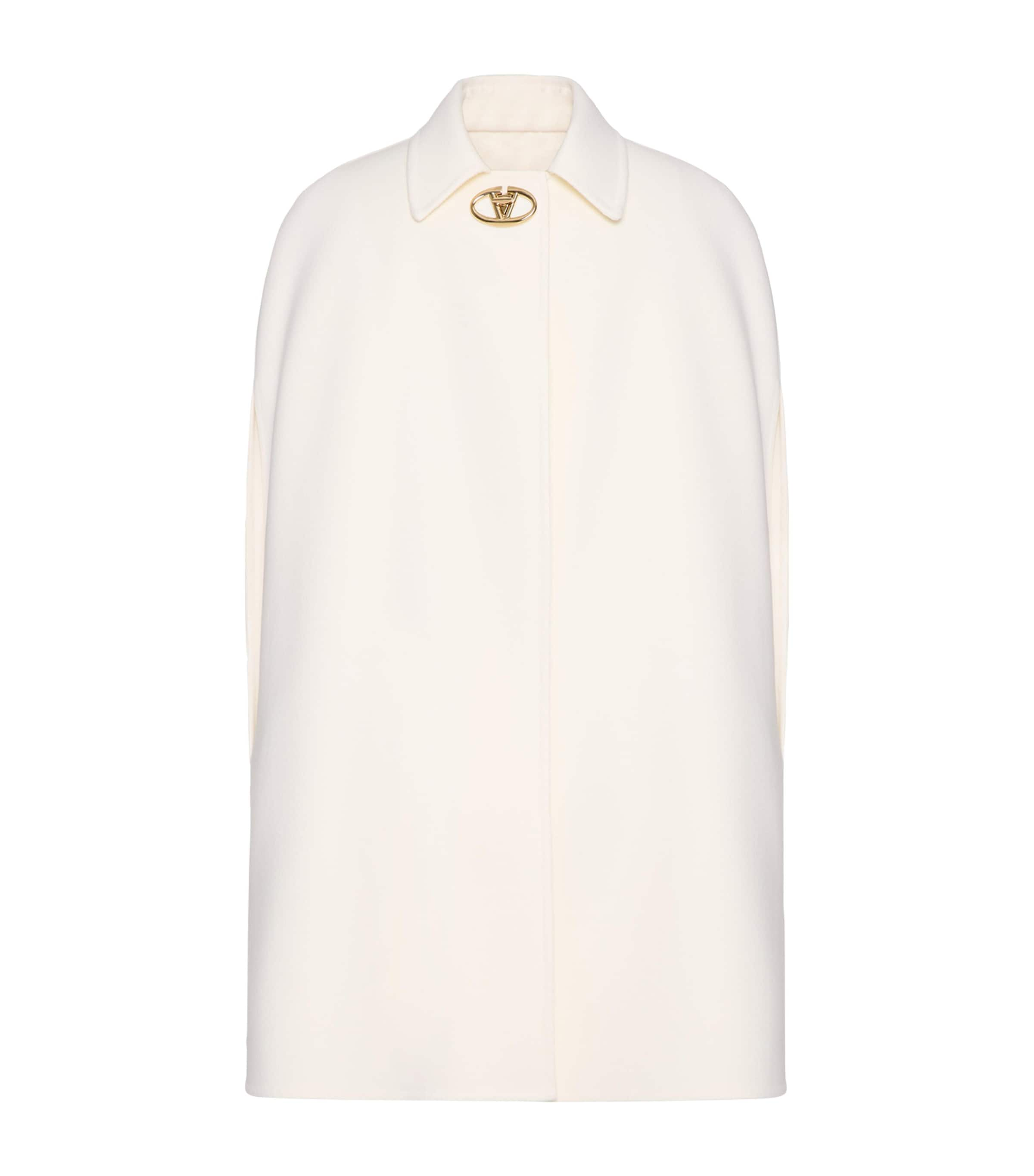 Valentino Virgin Wool-cashmere Cape In Ivory