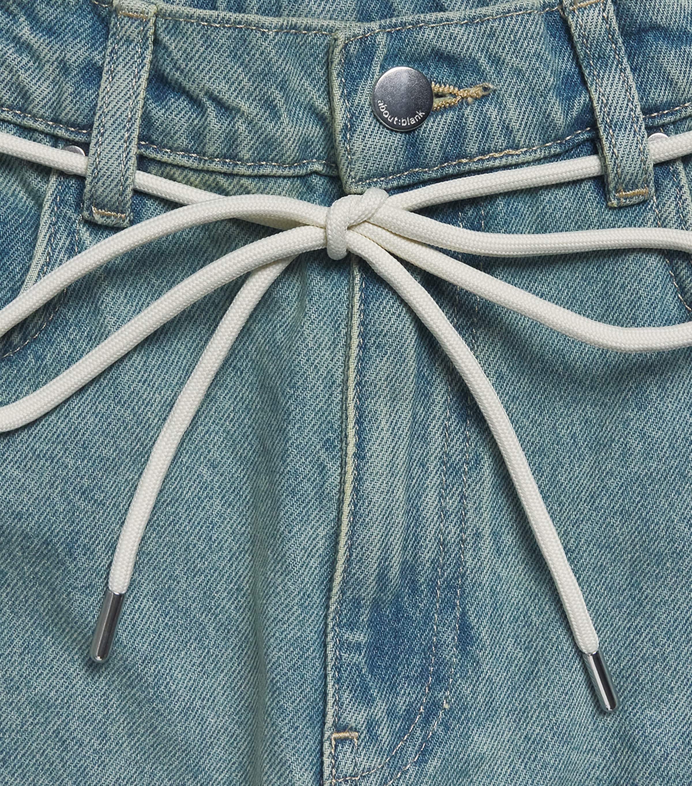 about:blank Mens Shoelace Belt Wide-Leg Jeans Murky Wash Image 6