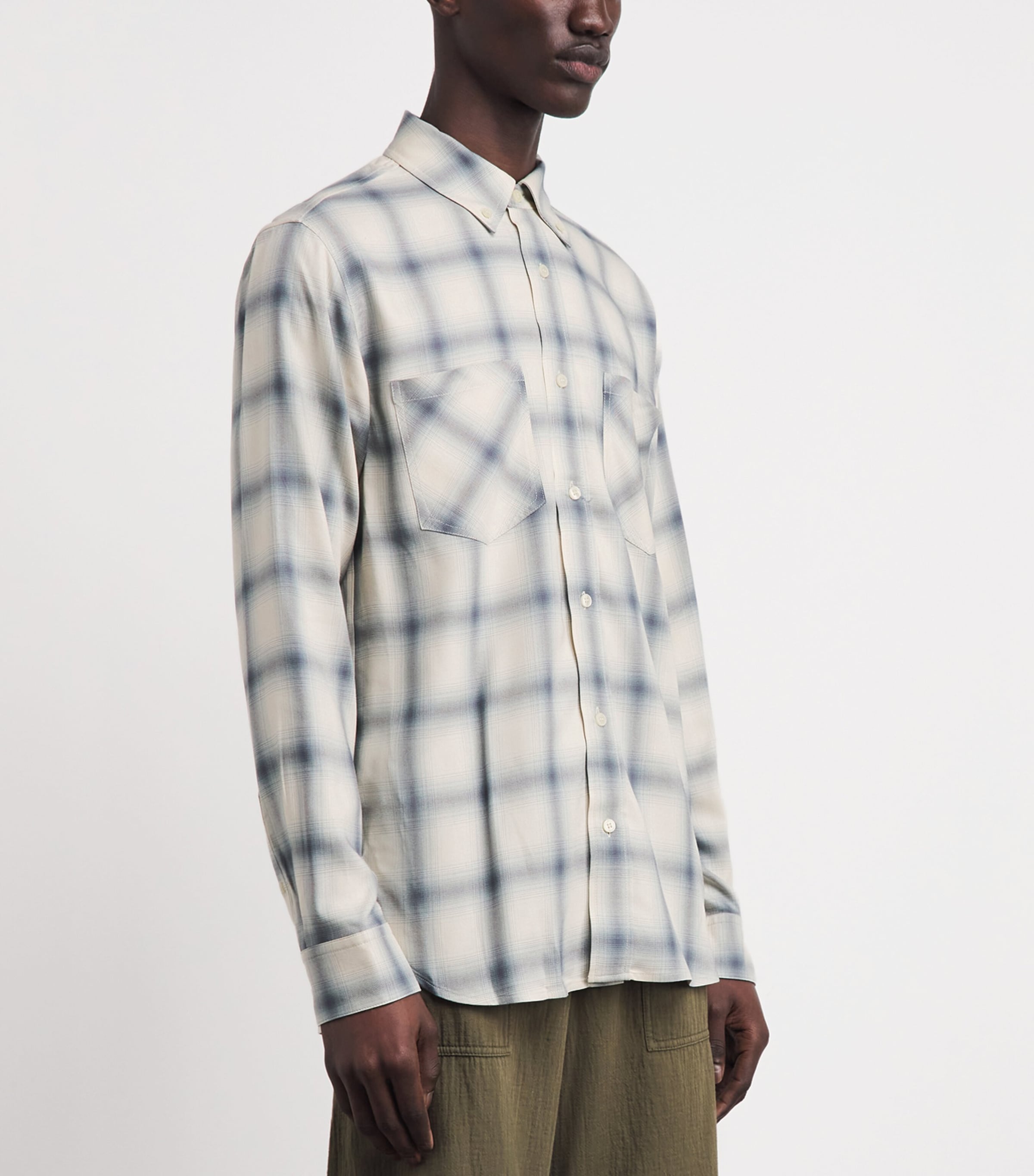 Simkhai Mens Plaid Rennick Shirt Ivory Plaid Image 4
