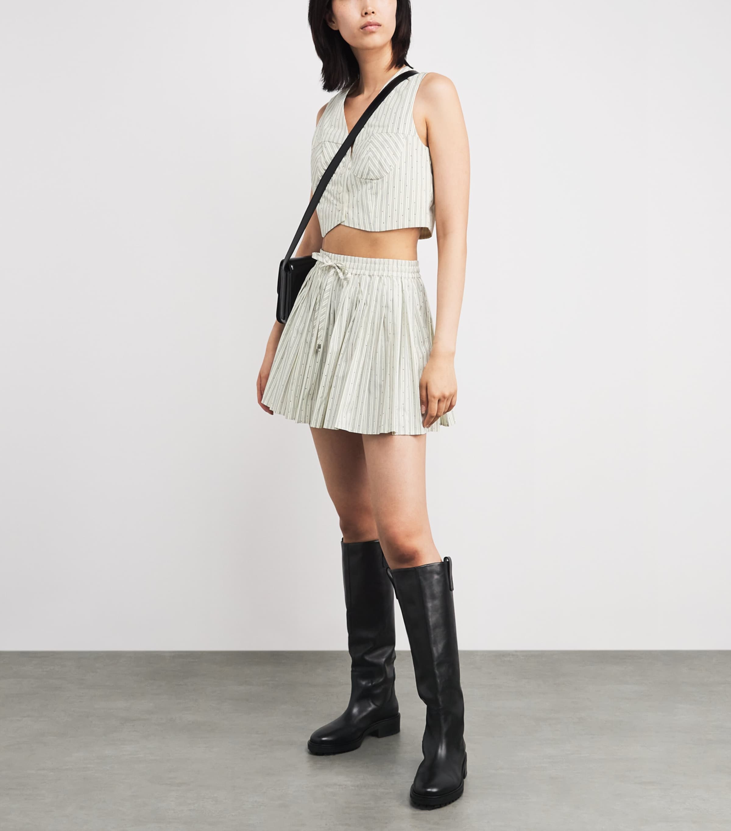 Embellished Stripe Mini Skirt ECRU Image 2