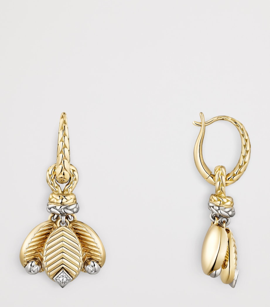 Yellow Gold, White Gold and Diamond Grain de Café Drop Earrings MIXED GOLD Image 5