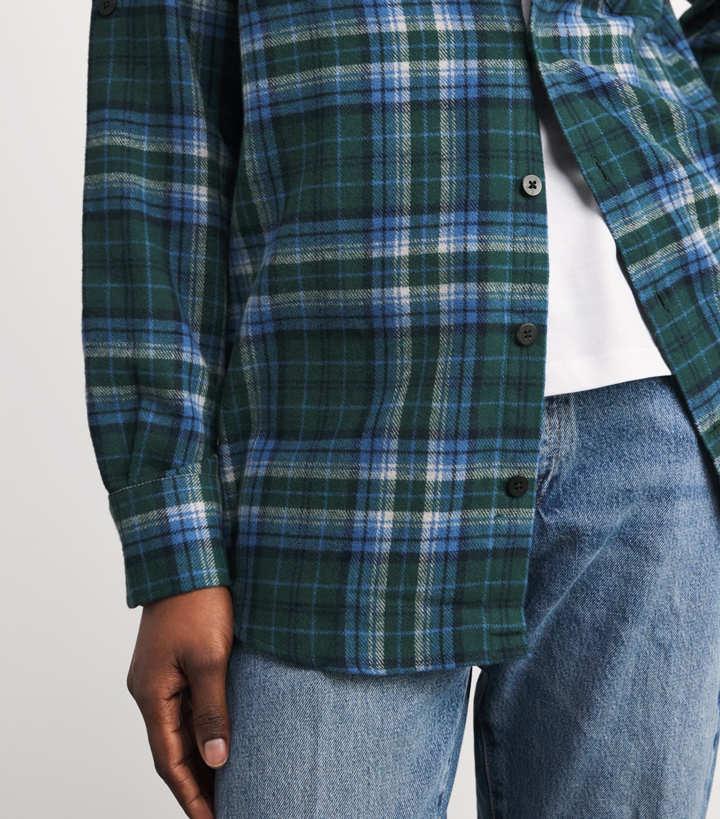 Cotton Check Oversized Shirt BLUE/GREEN PLAID Image 6