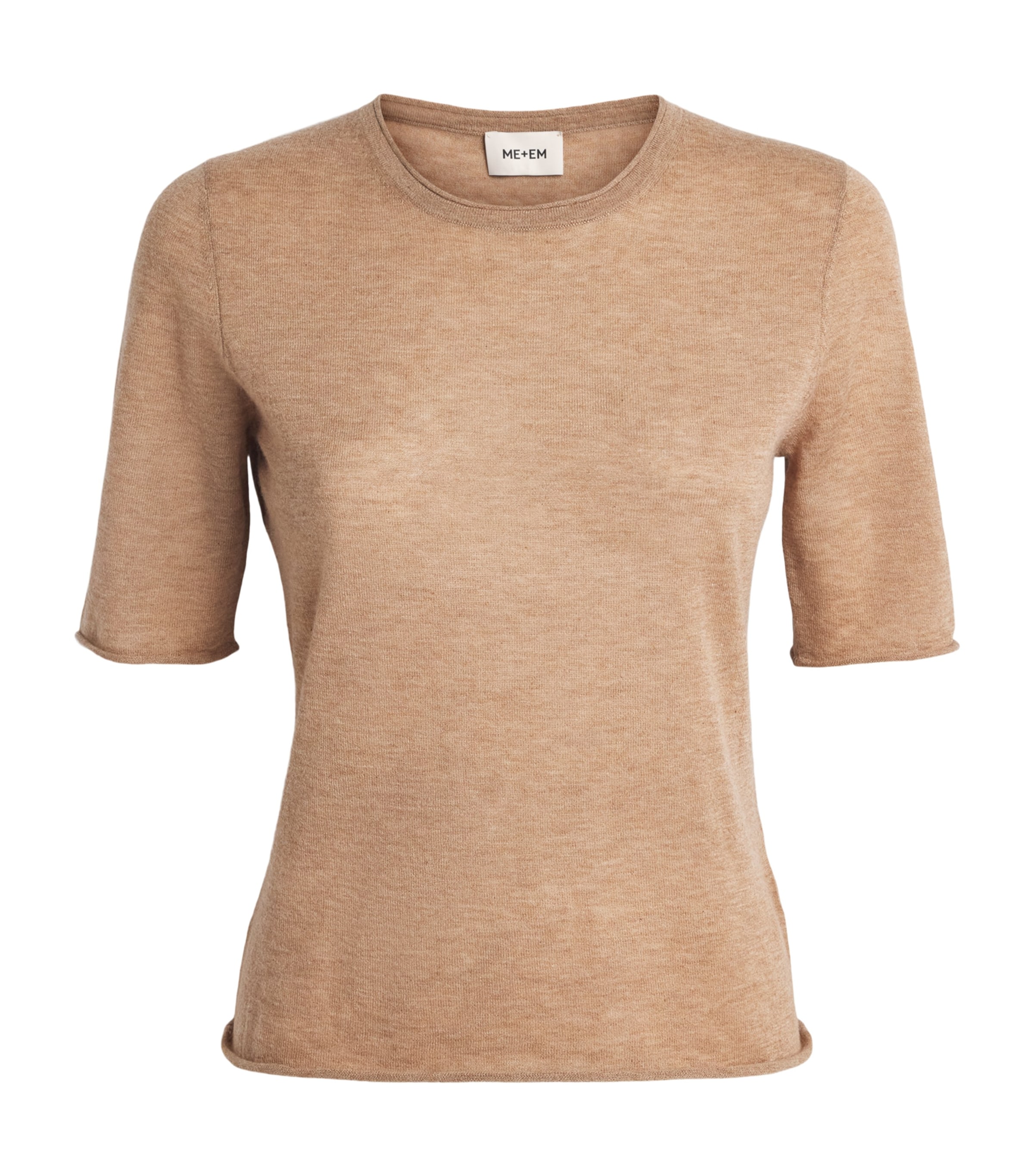 ME+EM Womens Cashmere T-Shirt Camel Melange Image 1