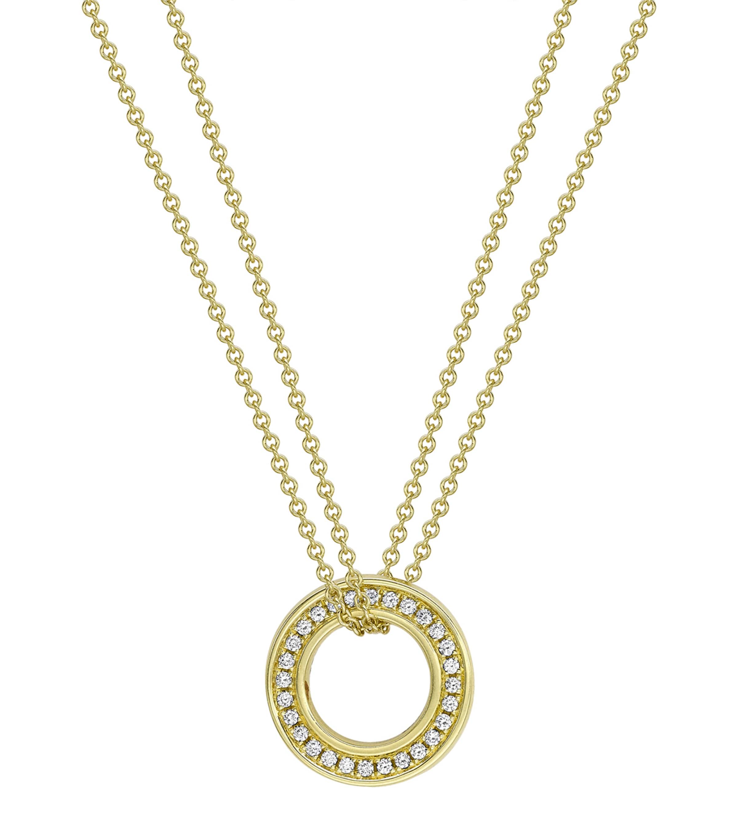 Boodles Small Yellow Gold And Diamond Roulette Pendant Necklace In Gold