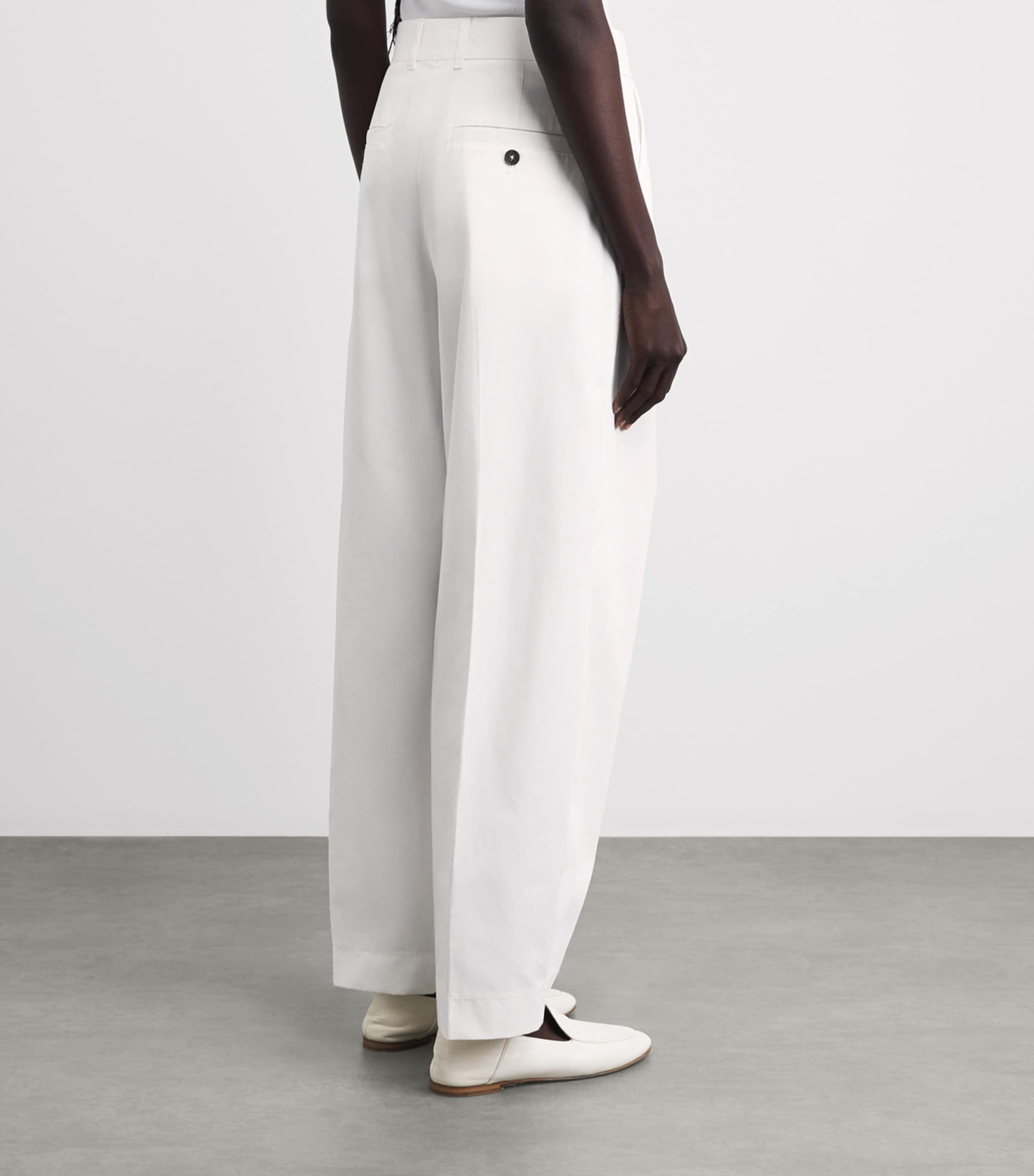 Toteme Womens Cotton Pleated Trousers White Image 5