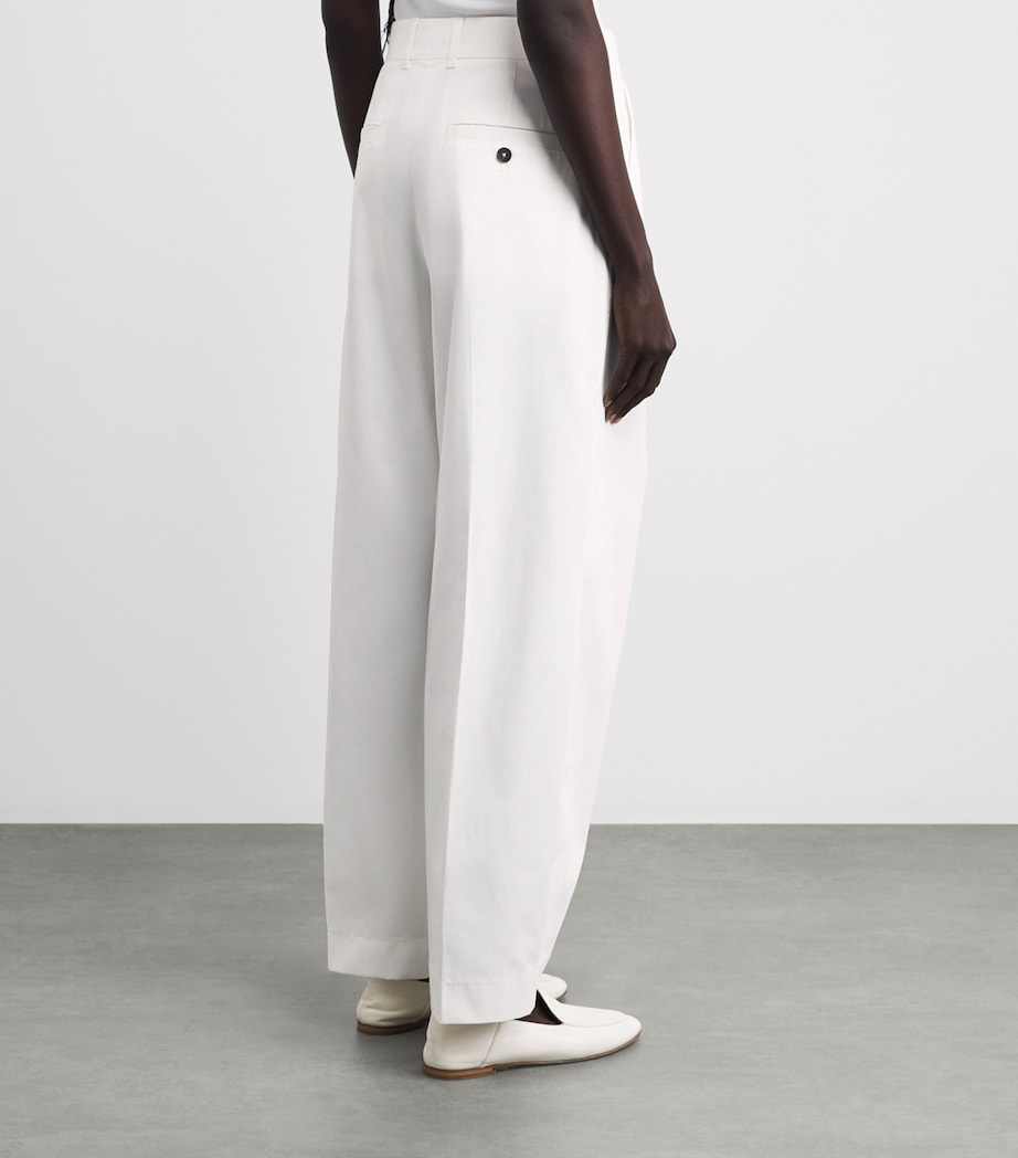 Toteme Womens Cotton Pleated Trousers White Image 5