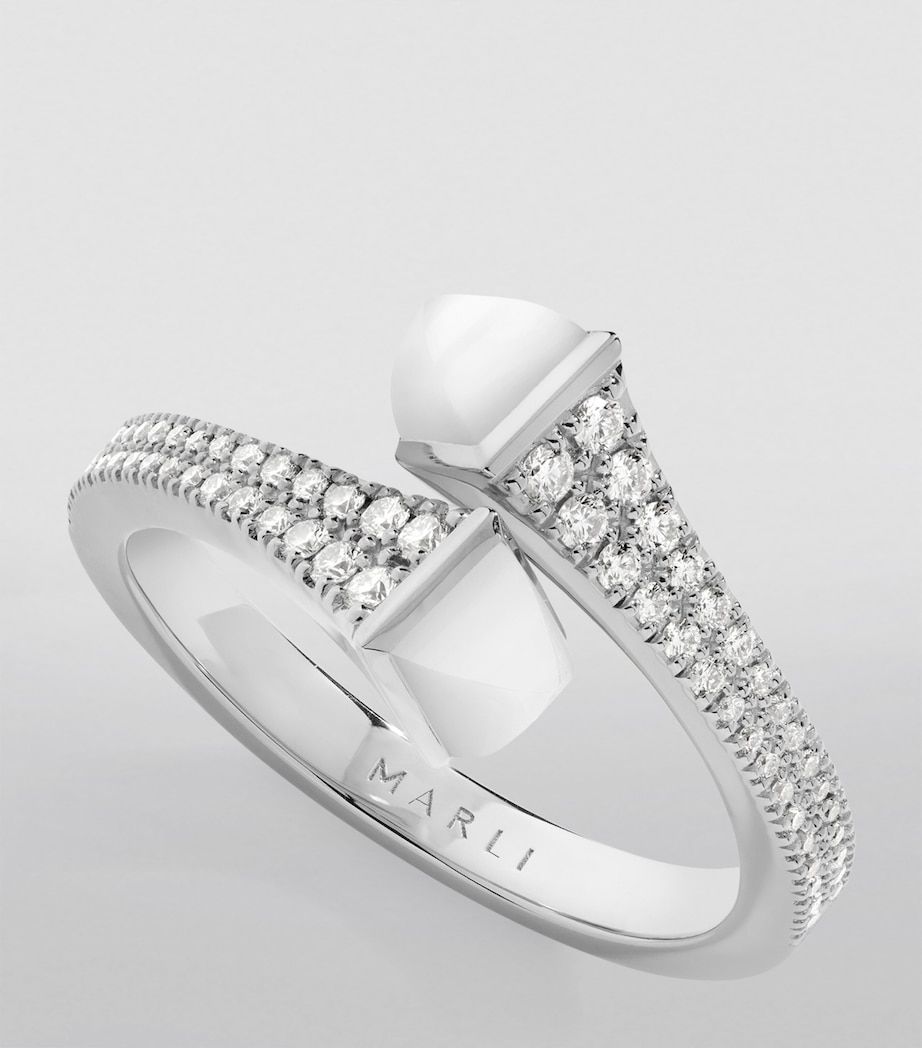 White Gold, Diamond and White Agate Cleo Ring WHITE GOLD Image 2