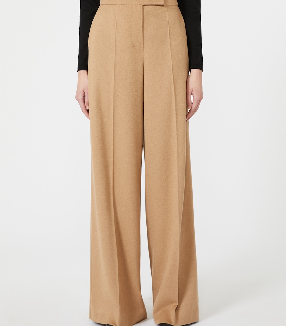Max Mara Womens Wool Wide-Leg Trousers Camel Image 2