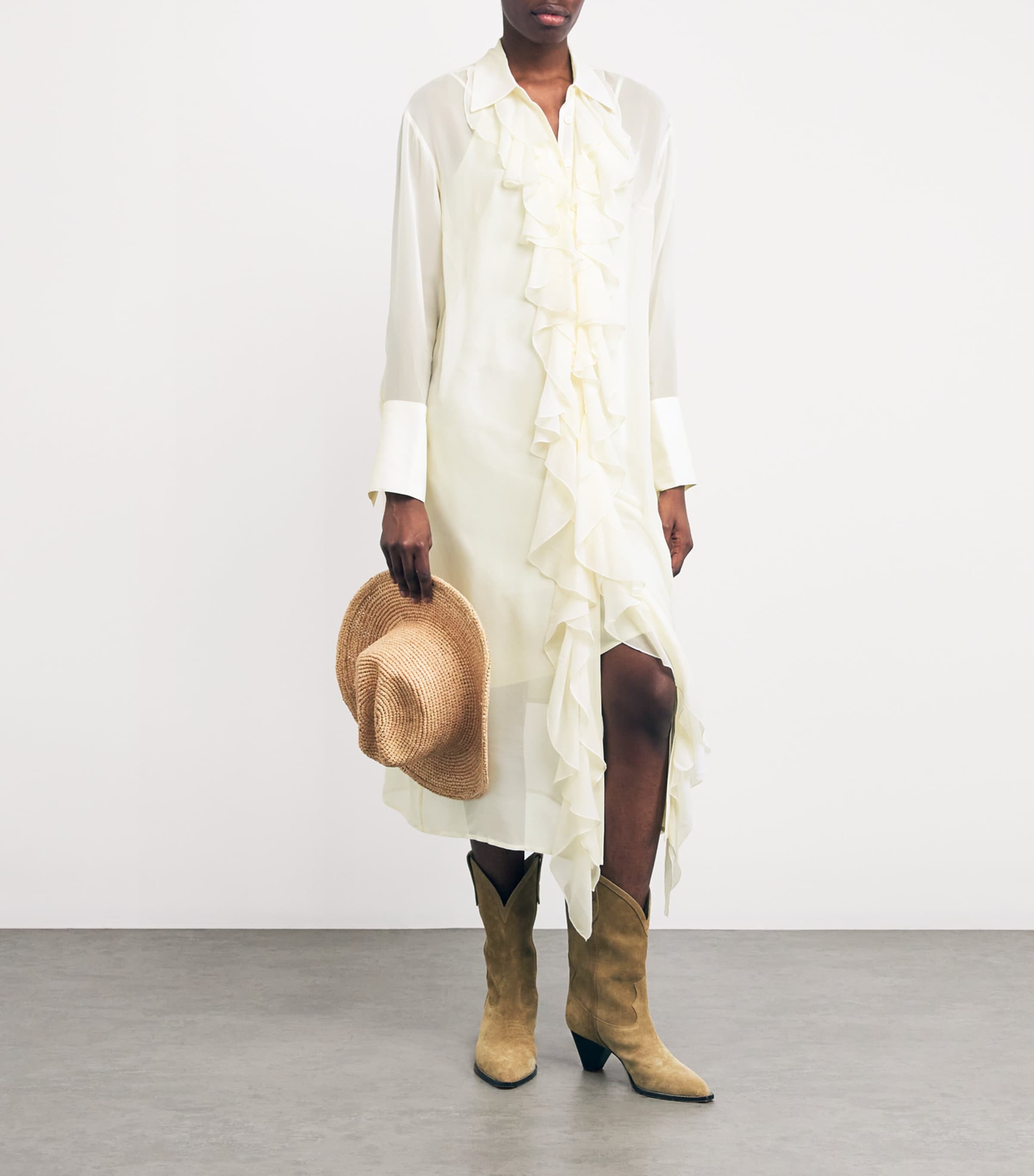 Silk Ruffle Midi Dress SILK SOLITARY STAR Image 2