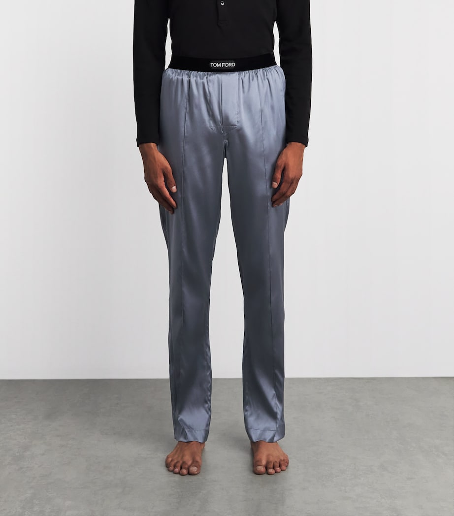 TOM FORD Mens Silk-Blend Pyjama Trousers Dark Grey Image 4