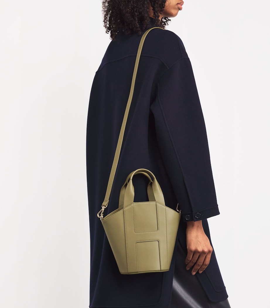 Harrods Grab Leather Tote Bag Olive Image 2