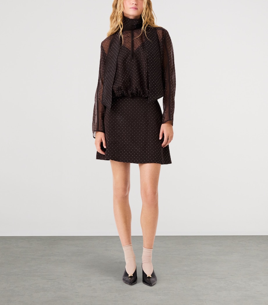 Maje Womens Embellished Mini Dress Dark Brown Image 2