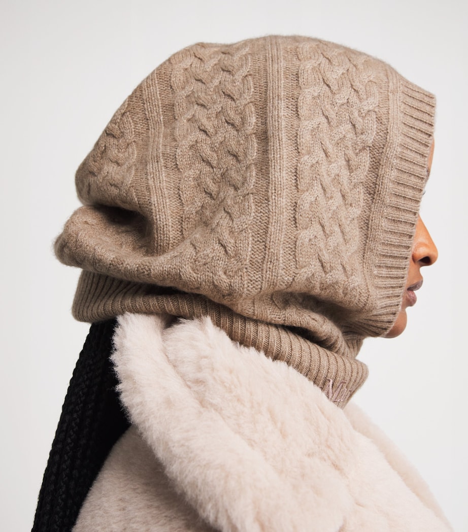 Cashmere Cable-Knit Balaclava BEIGE Image 5