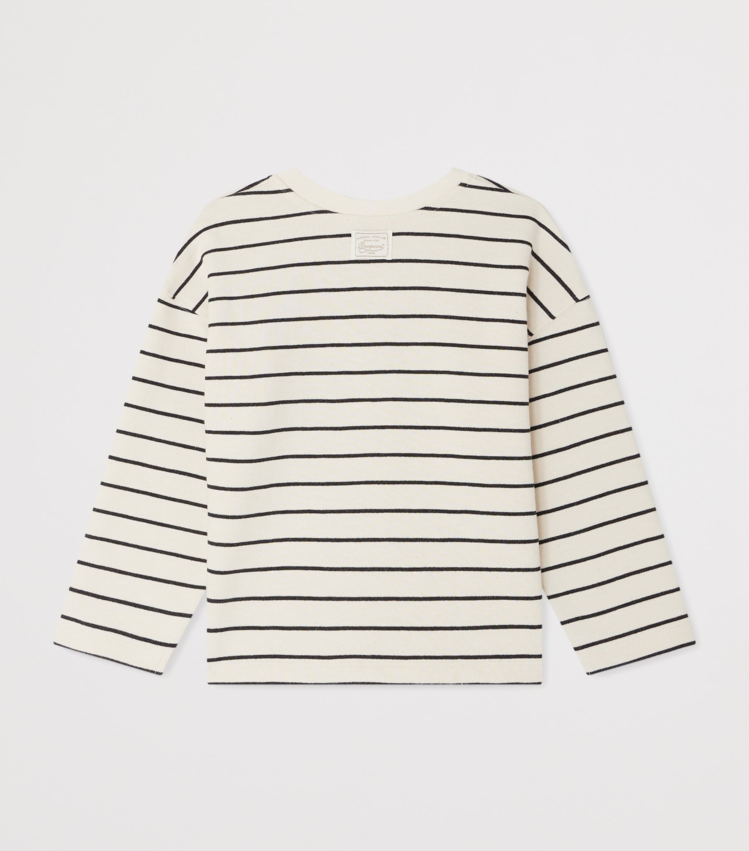 Cotton-Blend Stripe Sweatshirt (4-14 Years) RAYURES NOIRES Image 2