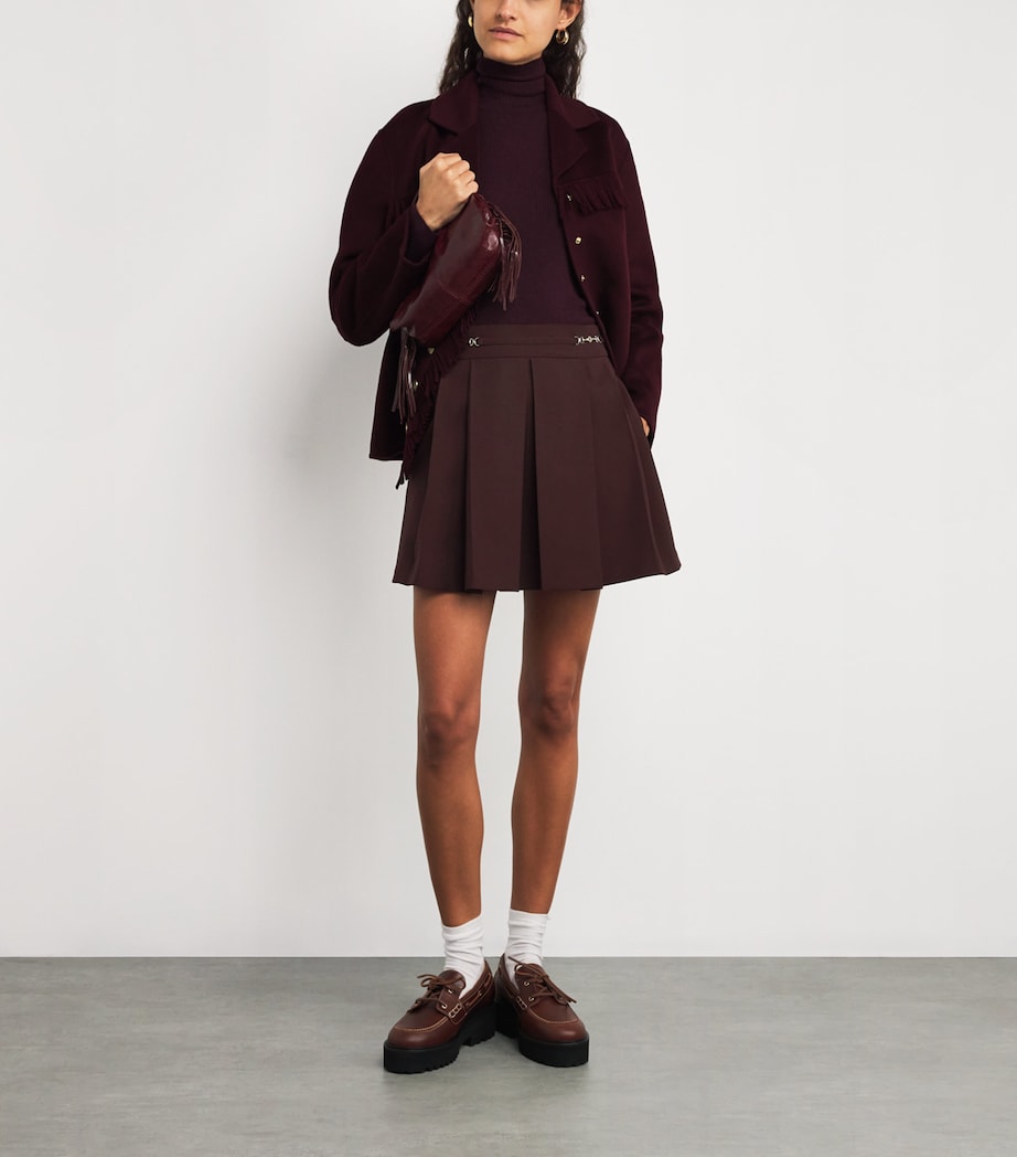 Wool-Blend Pleated Mini Skirt BURGUNDY Image 2