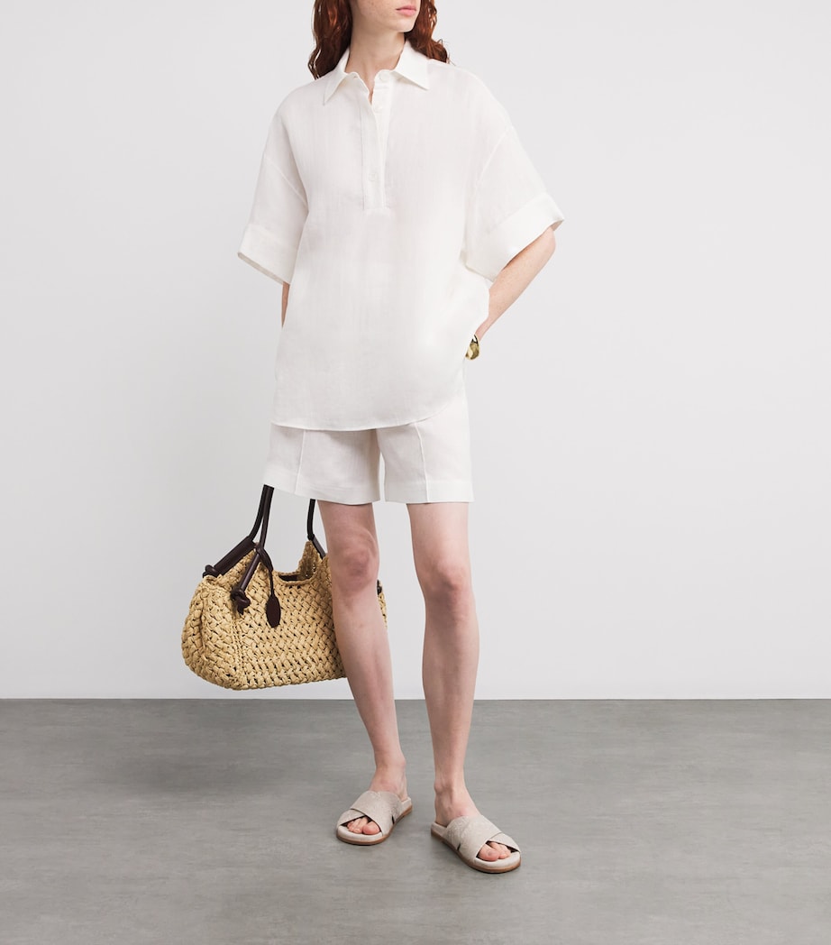 x Harrods Linen Embroidered Collared Shirt BIANCO Image 2