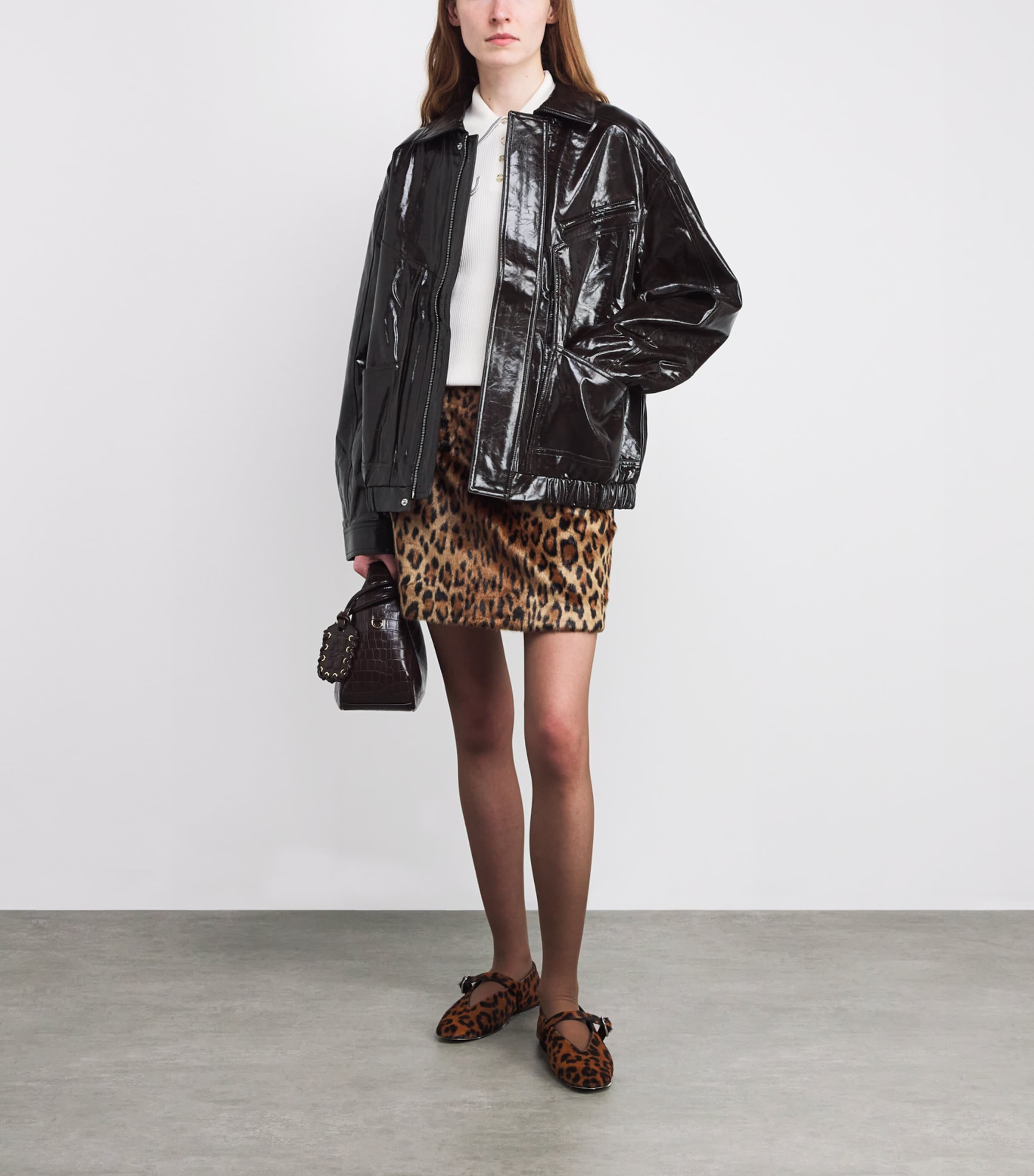 Faux Leather Jacket DARK BROWN Image 2