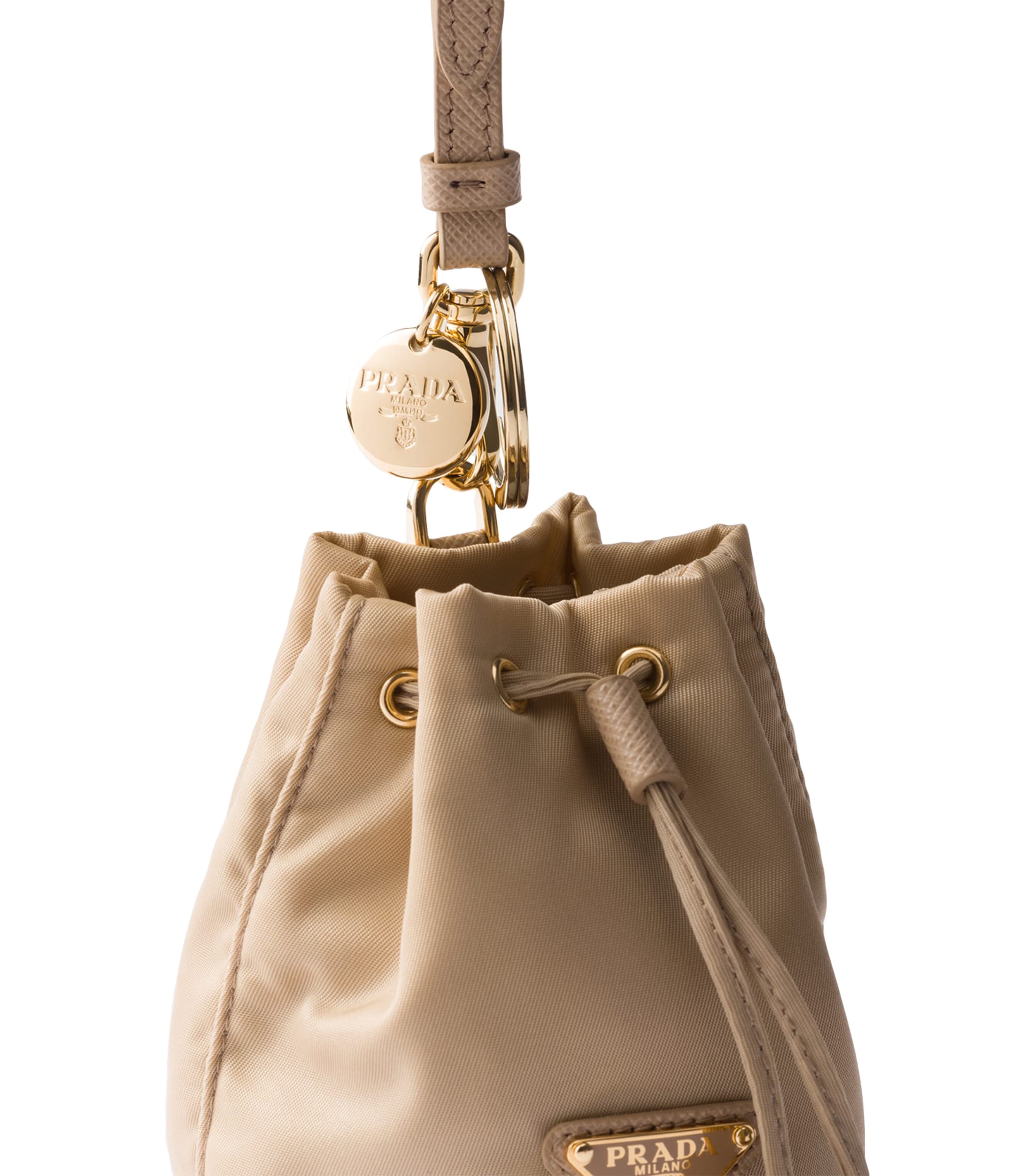 Prada Brown Mini Re-Edition 1978 Drawstring Pouch | Harrods UK