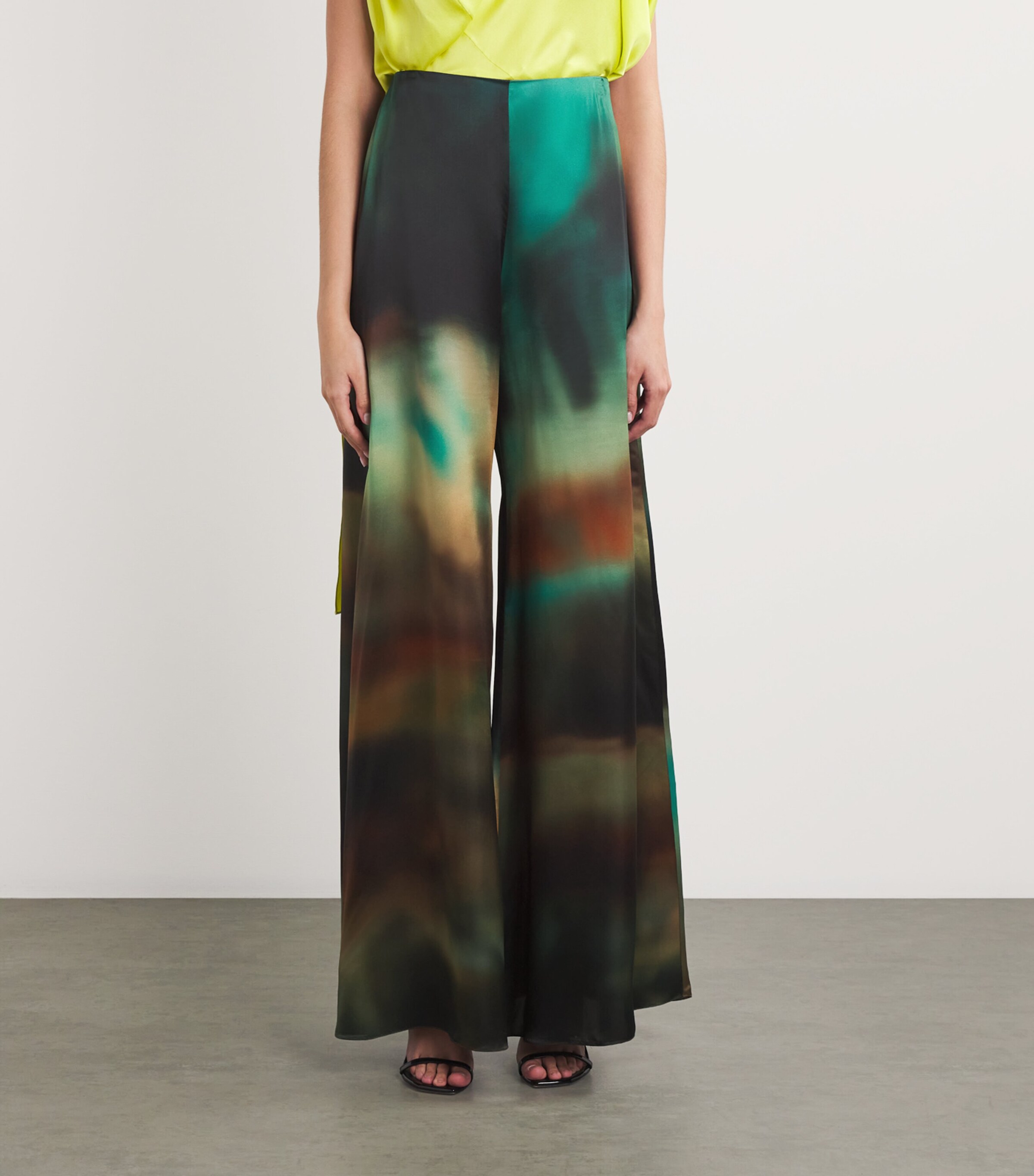 Silk Arneau Wide-Leg Trousers SUNSET FIELD TEAL Image 1