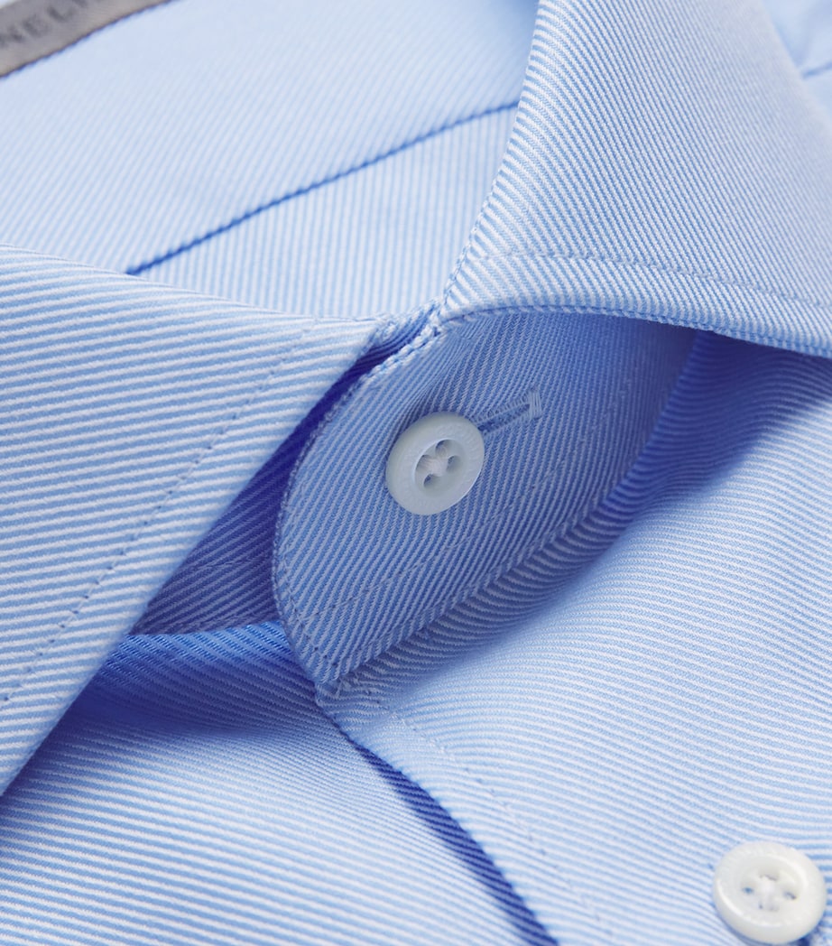 Eton Mens Cotton-Silk Formal Shirt Light Blue Image 5