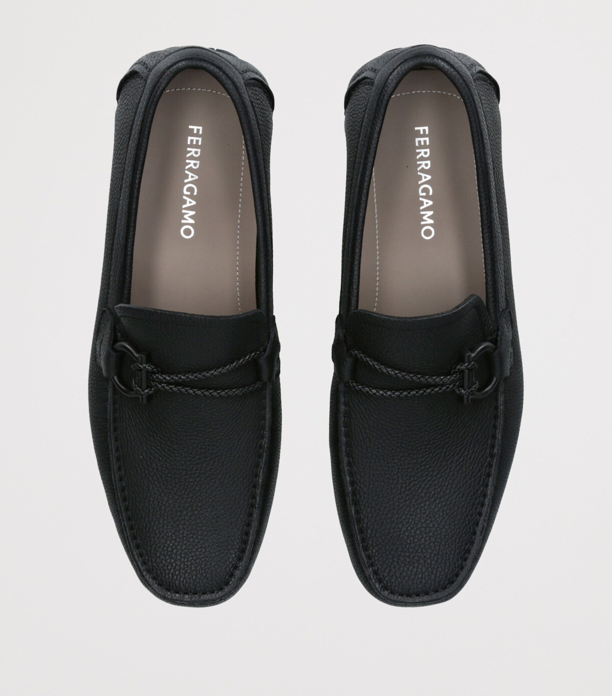 Salvatore Ferragamo Leather Front Driving Shoes Black Image 4
