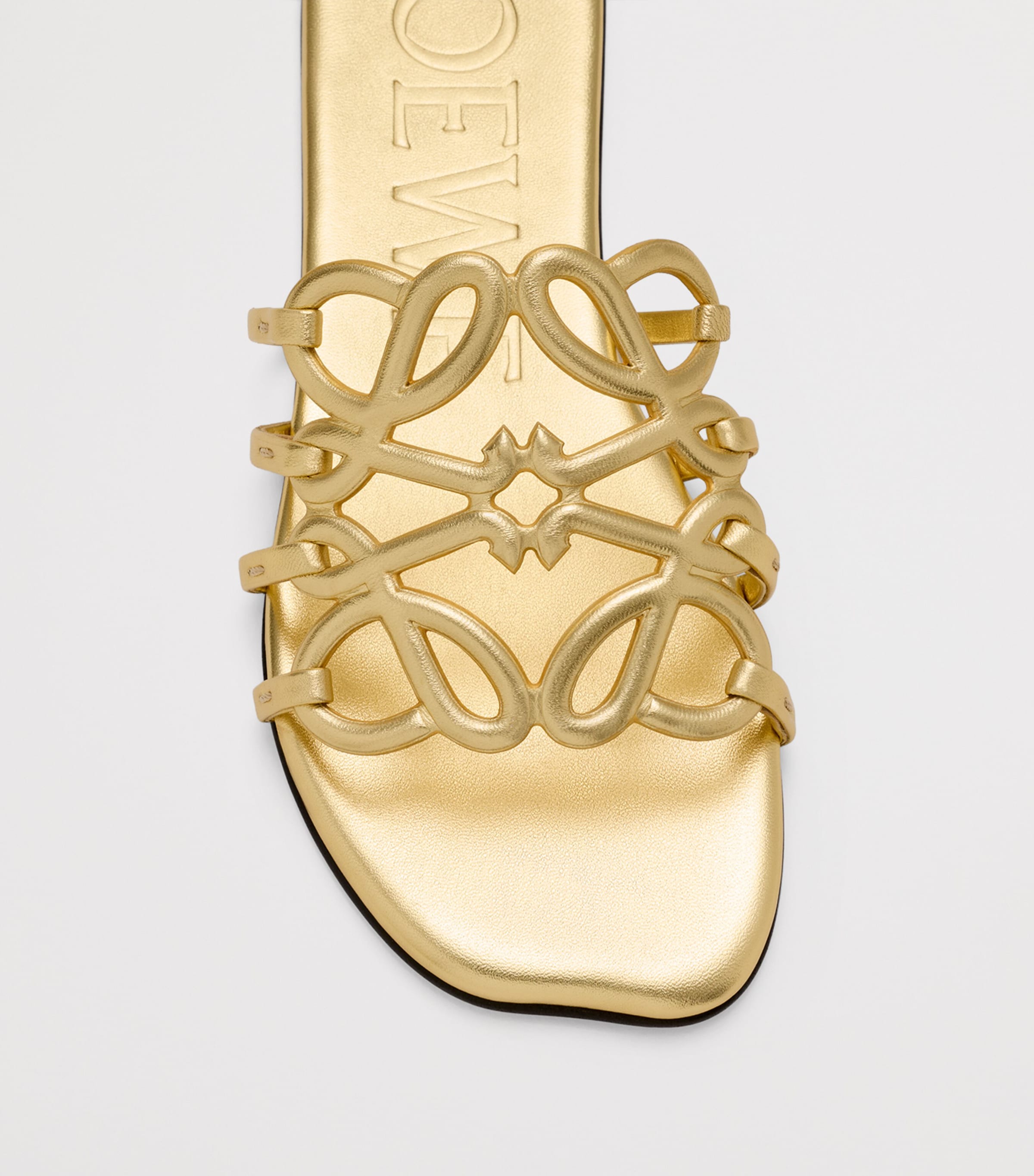 LOEWE x Paula's Ibiza Leather Petal Anagram Slides Gold Image 4