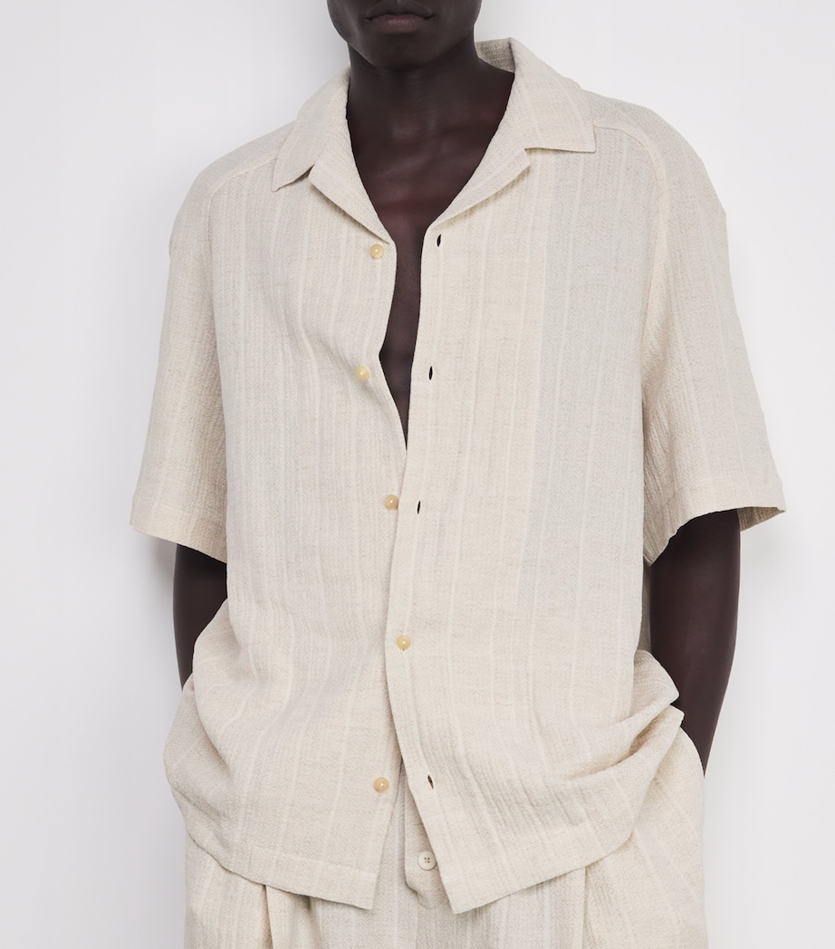 Cotton-Linen Shirt 1KE-RIB KNIT LIG BEI Image 6