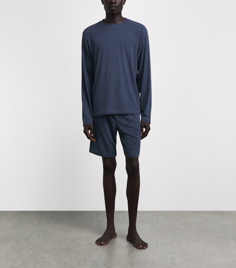 Zimmerli Mens Lyocell-Blend Soft Lounge Long-Sleeve T-Shirt Blue Melange Image 2