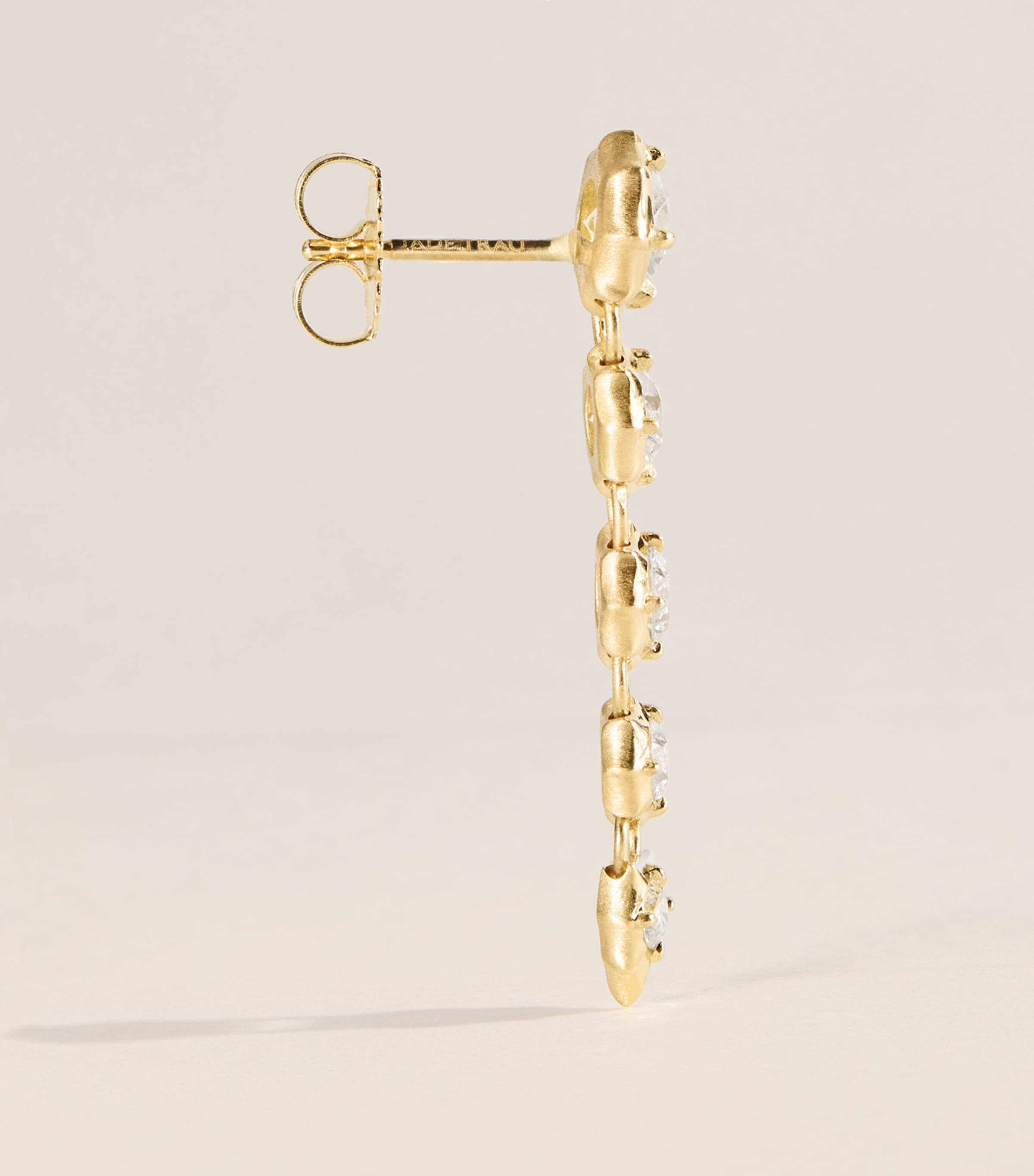Jade Trau Yellow Gold and Diamond Five-Stone Sophisticate Drop Earrings Yellow Gold Image 3