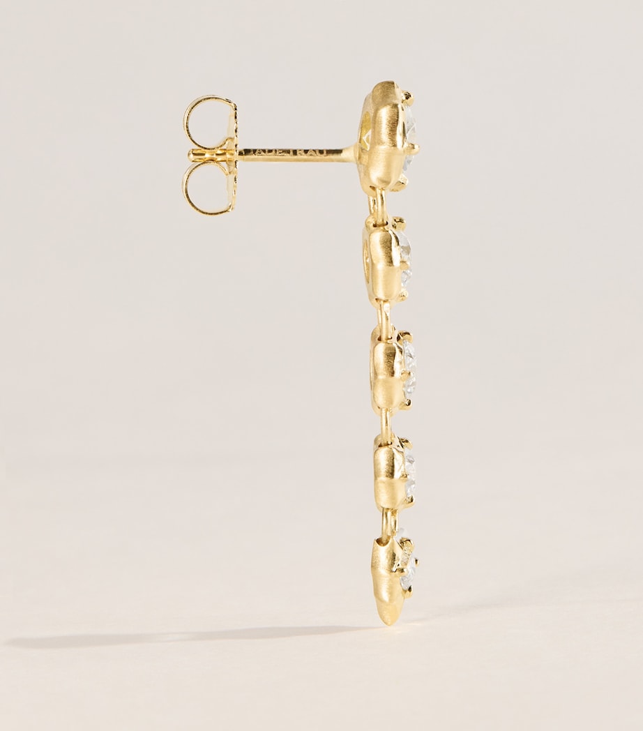 Jade Trau Yellow Gold and Diamond Five-Stone Sophisticate Drop Earrings Yellow Gold Image 3