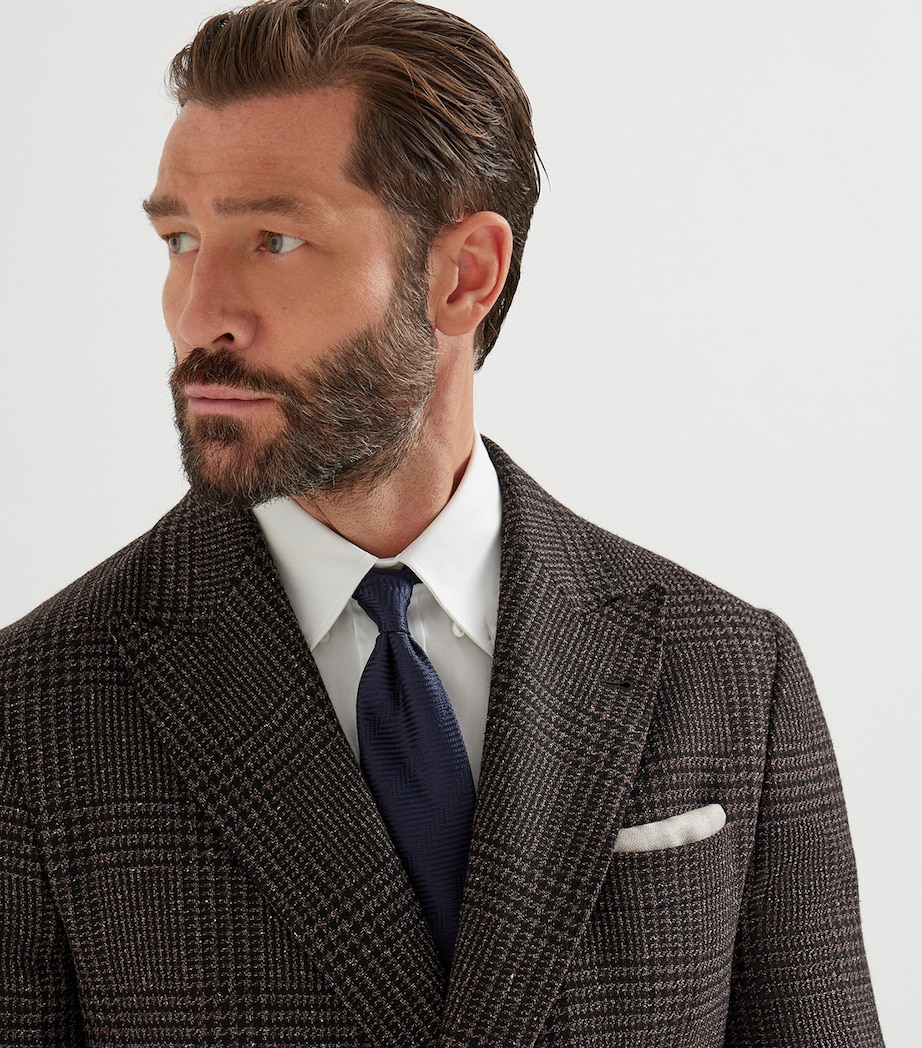 Wool-Alpaca-Silk Prince-of-Wales Blazer C040 Image 6