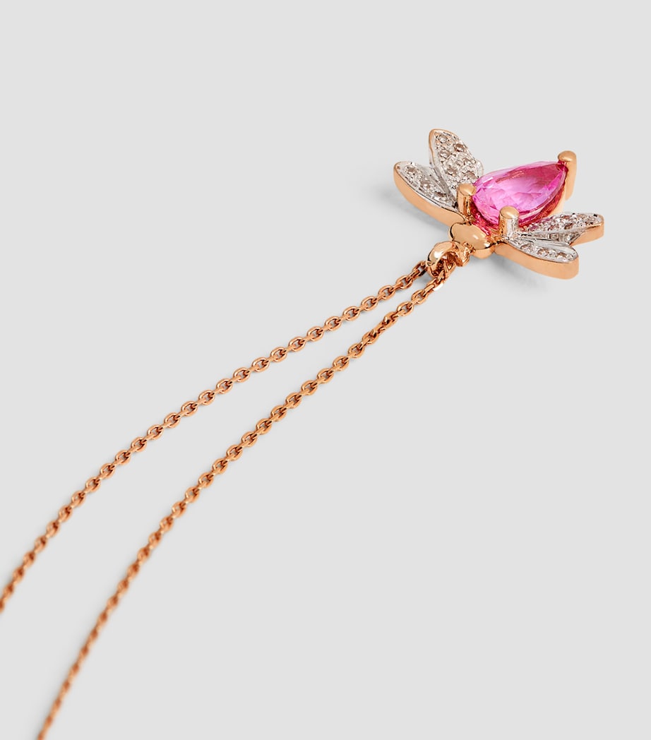 Rose Gold, Diamond and Sapphire Queen Bee Bella Necklace PINK Image 6