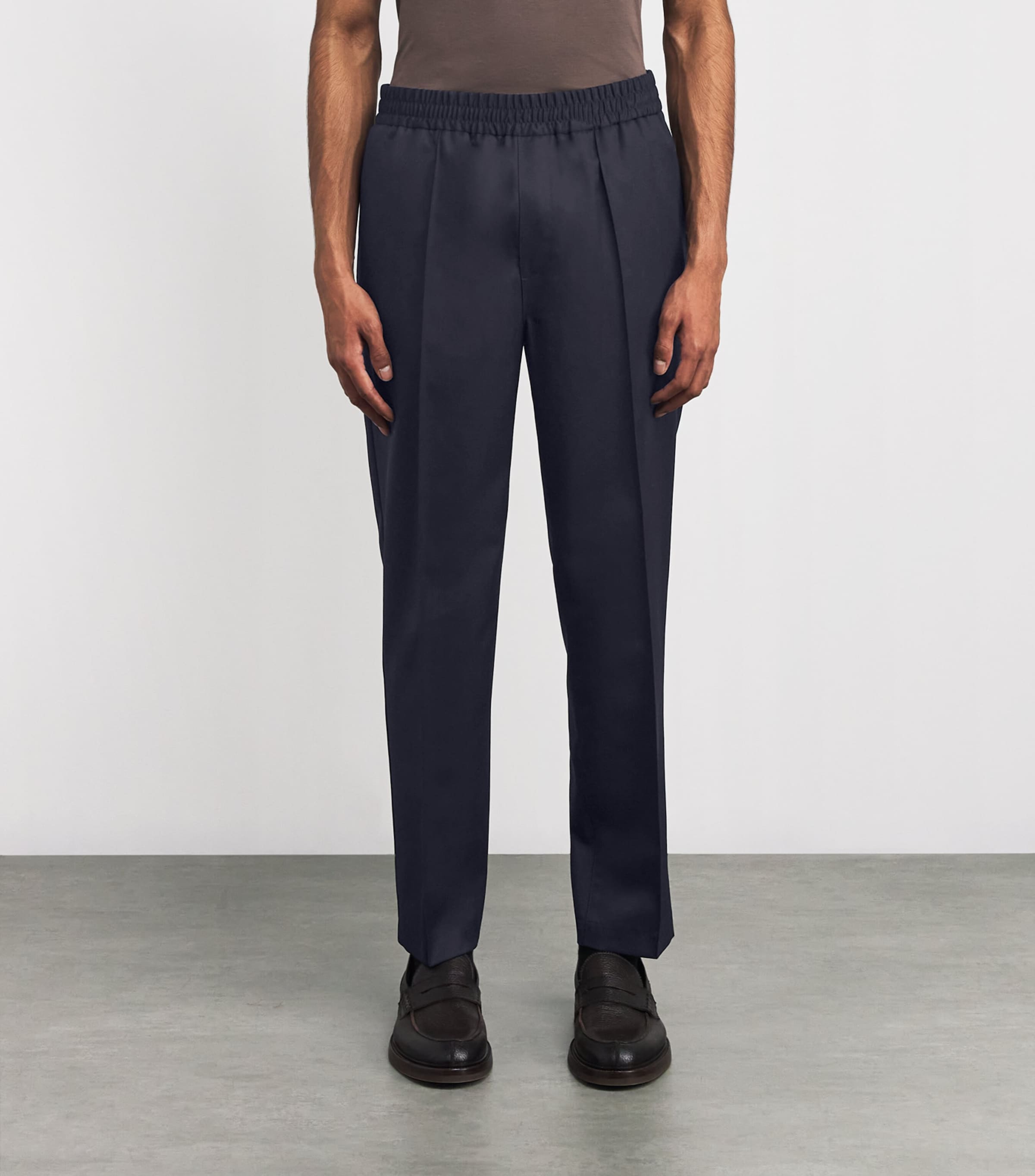 Wool Tapered Trousers IAK DARK NAVY Image 3