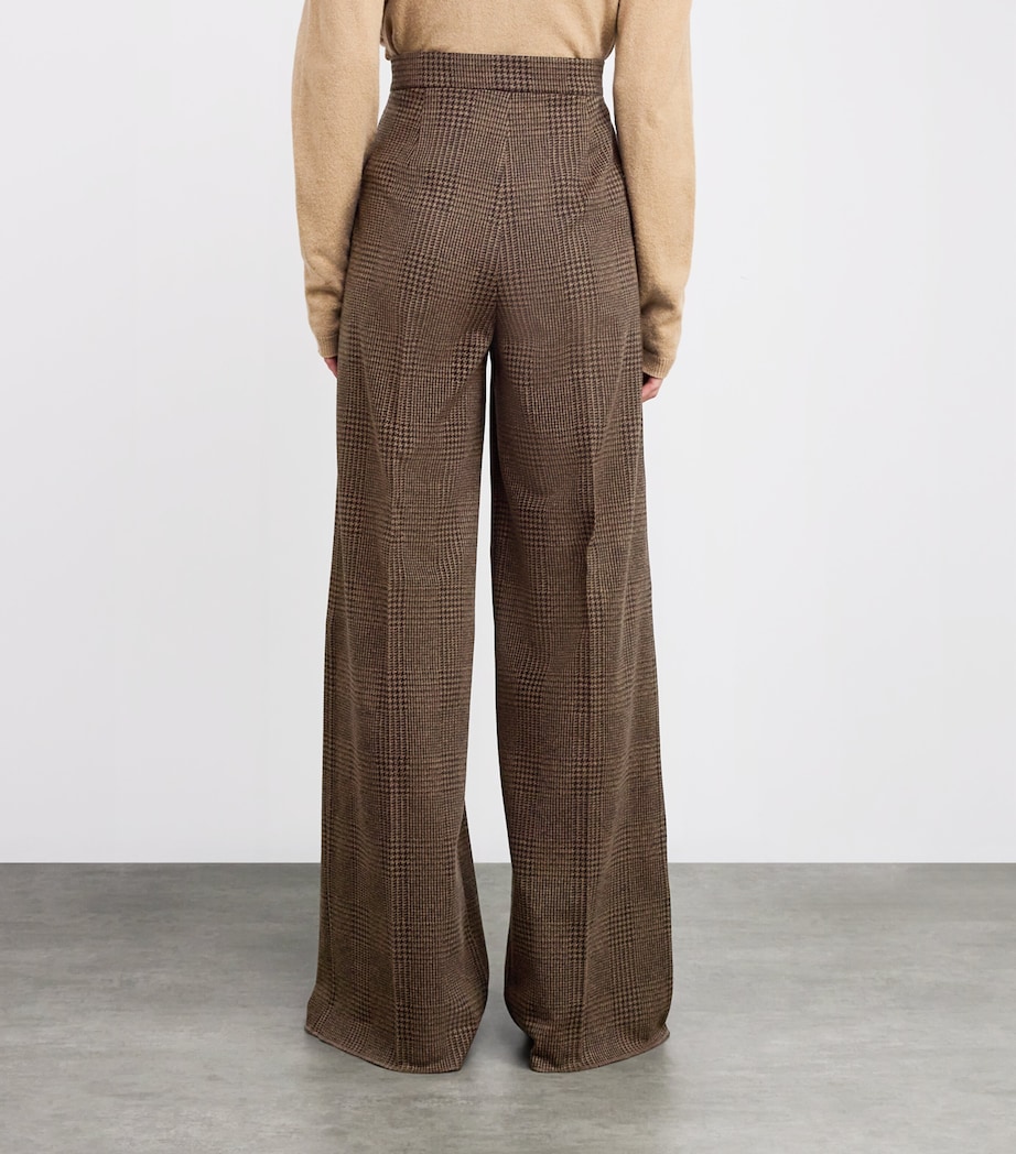 Wool-Cotton Houndstooth Trousers CHOCOLATE Image 4