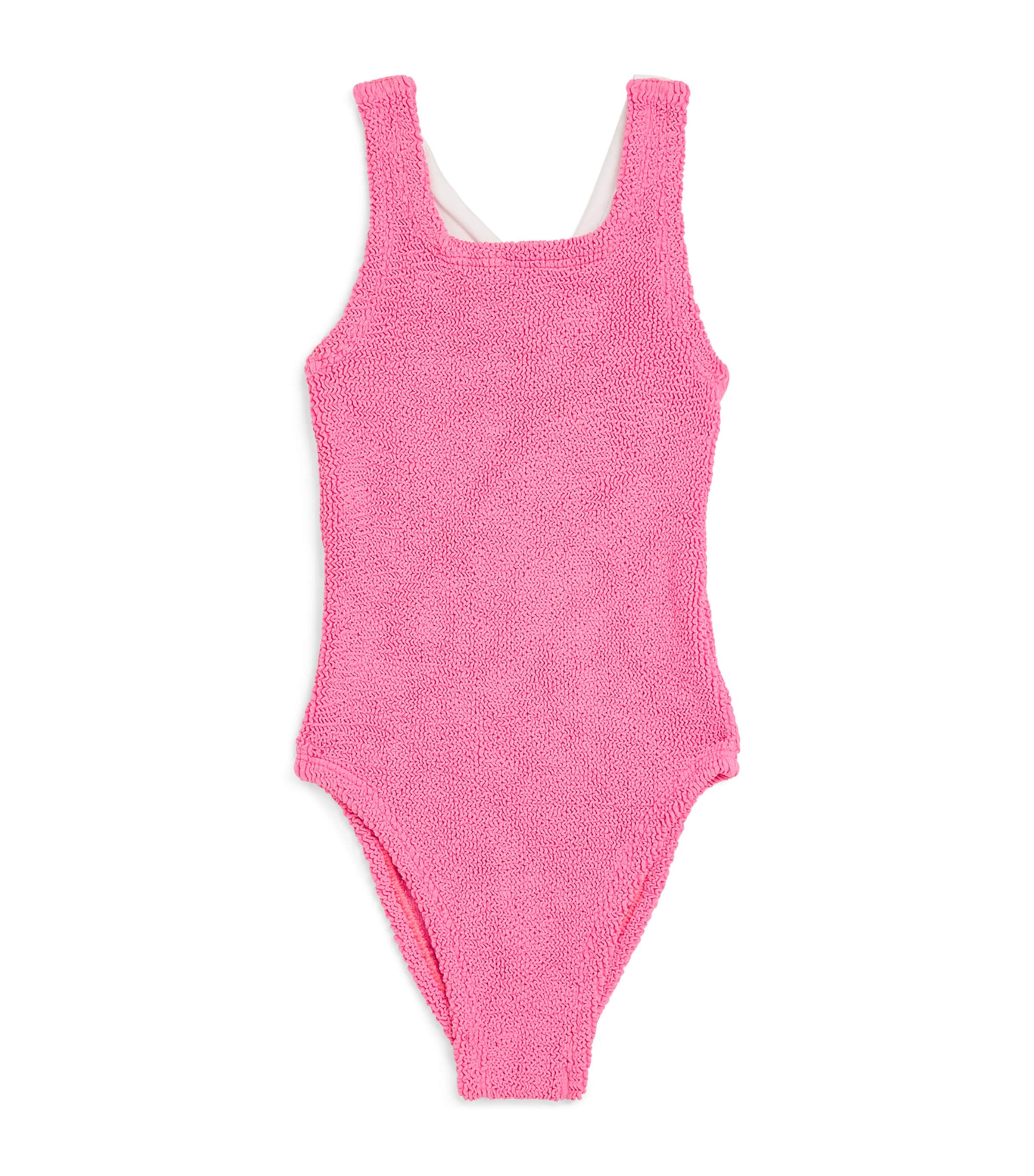 Shop Hunza G Ruffle-trim Cross-back Lara Swimsuit In Pink