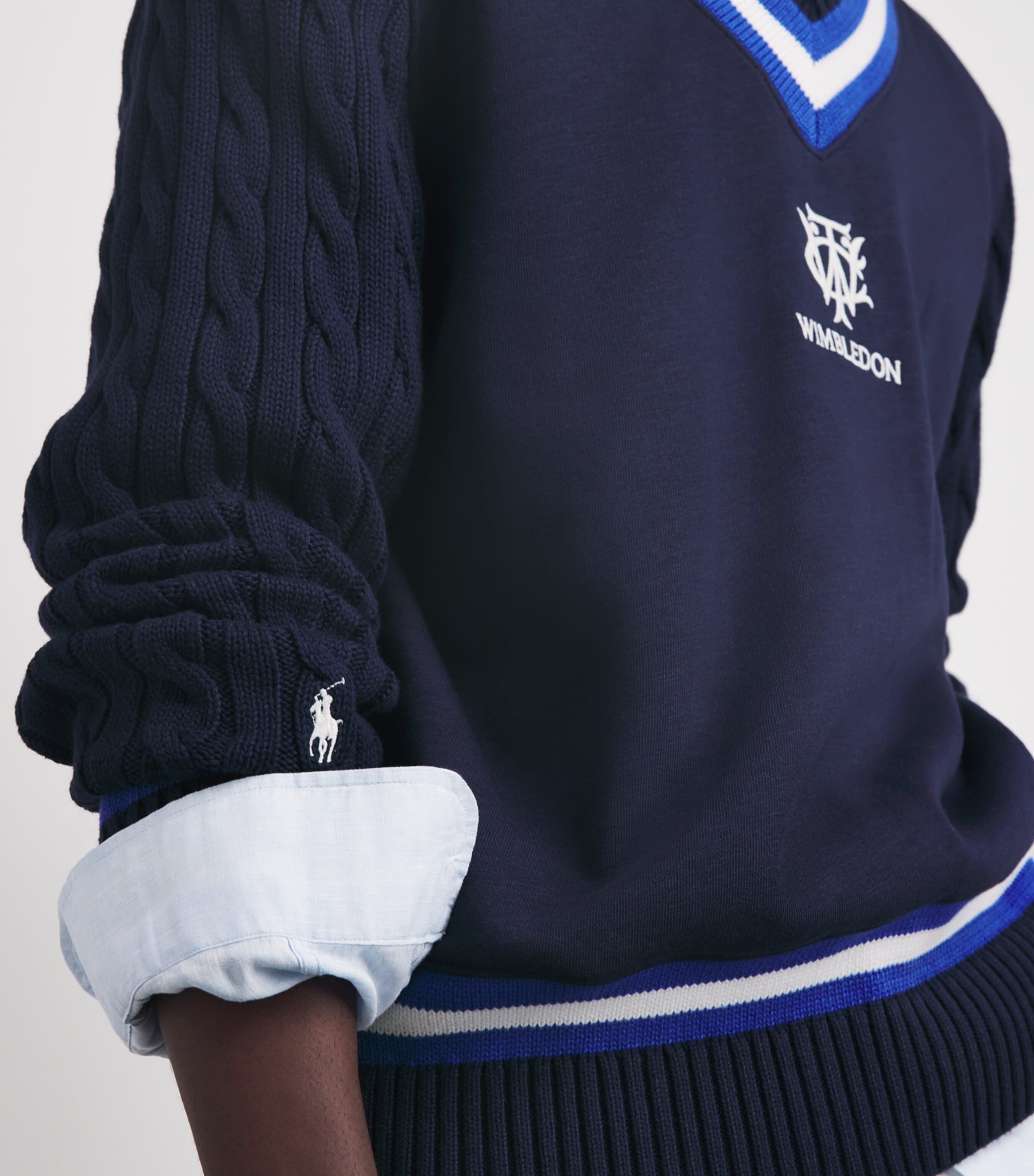 Polo Ralph Lauren Mens x Wimbledon Hybrid Sweatshirt Refined Navy Image 3