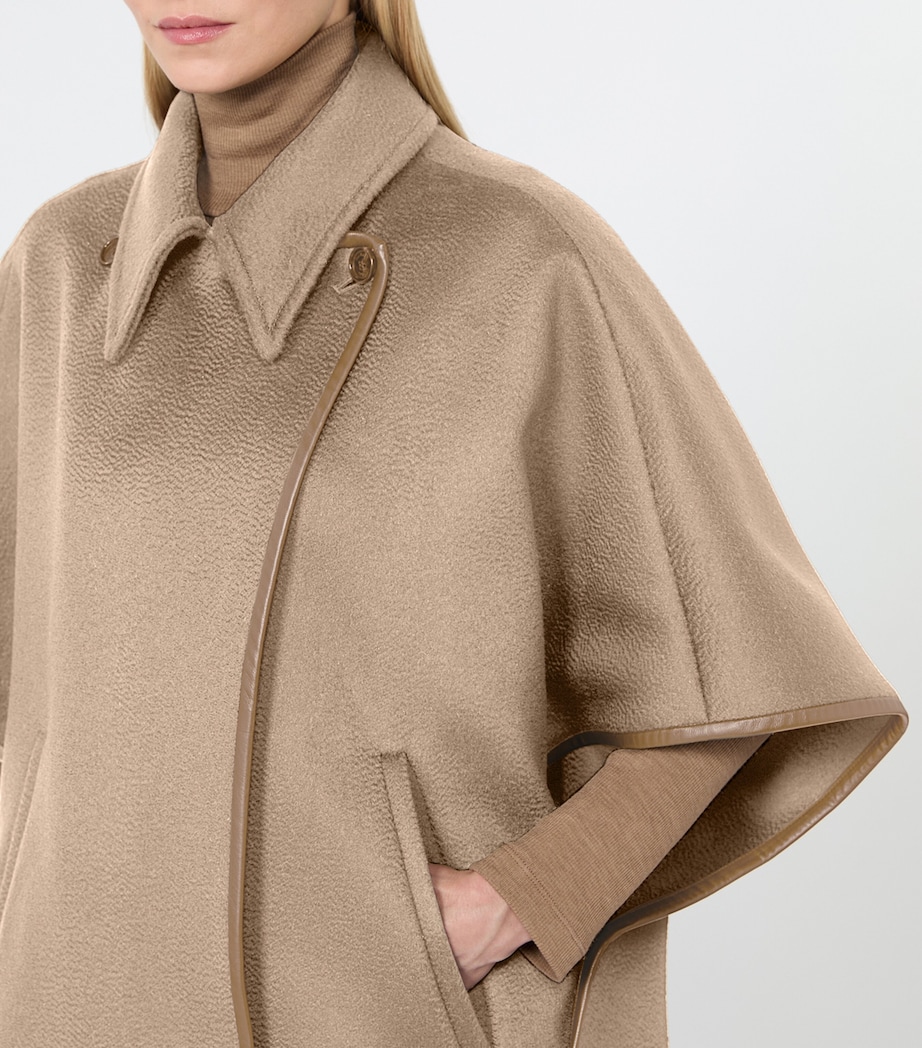 Max Mara Womens Cashmere Double-Breasted Cape Beige Image 5