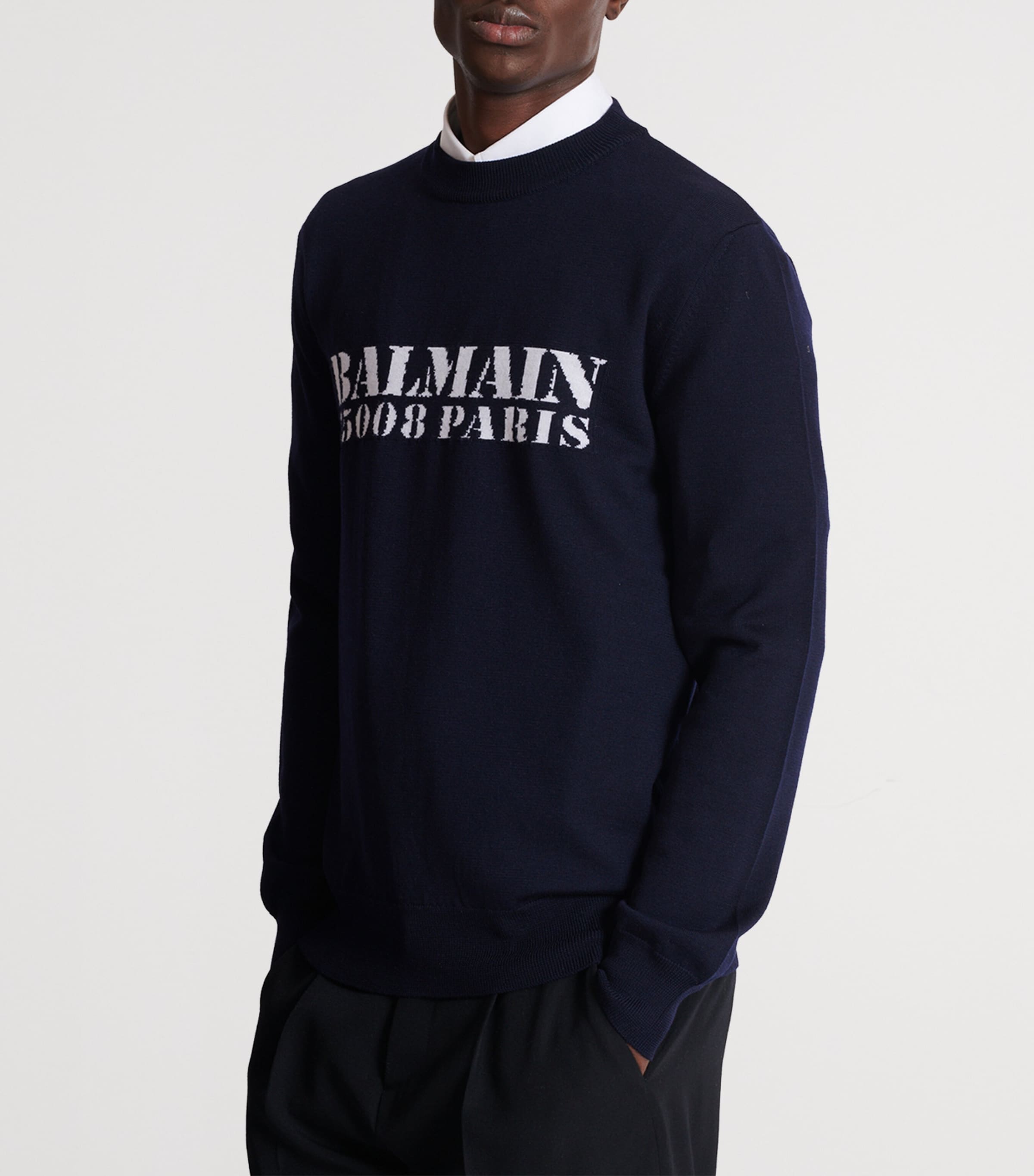 Merino Wool Logo Sweater SAJ BLEU/BLANC Image 5