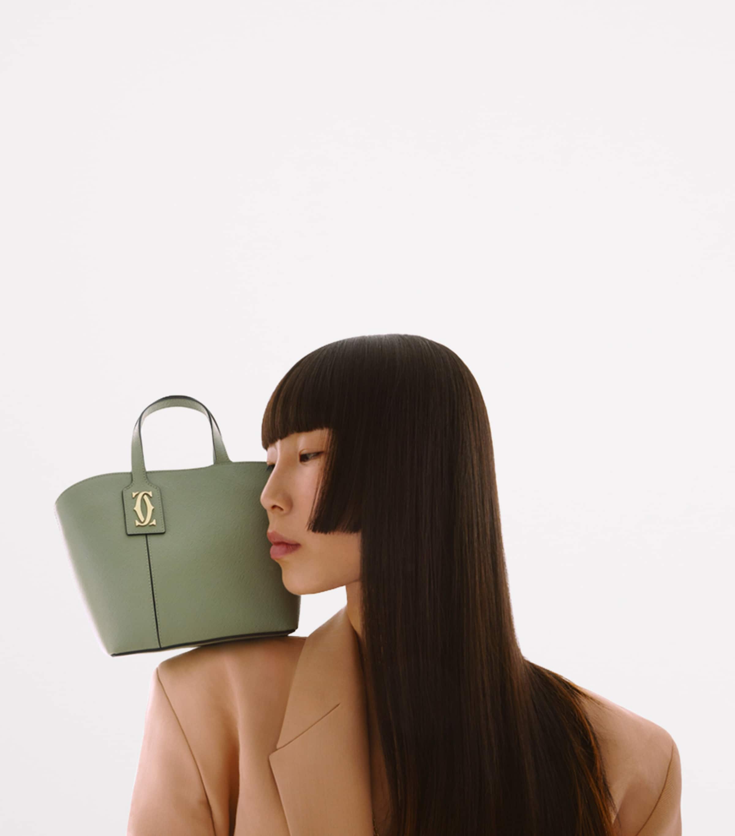 Mini Leather C de Cartier Tote Bag SAGE GREEN Image 8