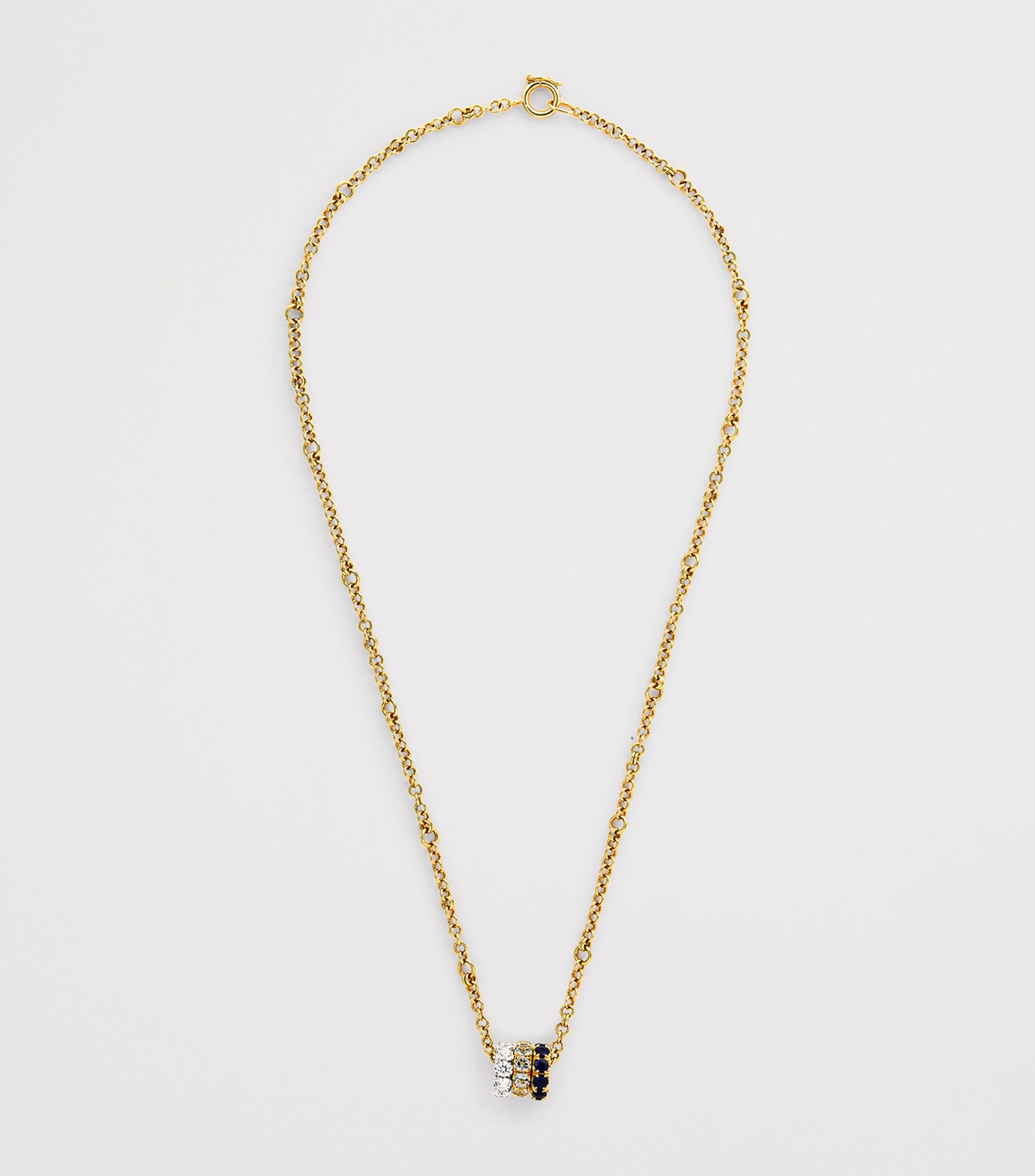 Spinelli Kilcollin Yellow Gold, Diamond, Sapphire and Aquamarine Chain Necklace Mixed Gold Image 3